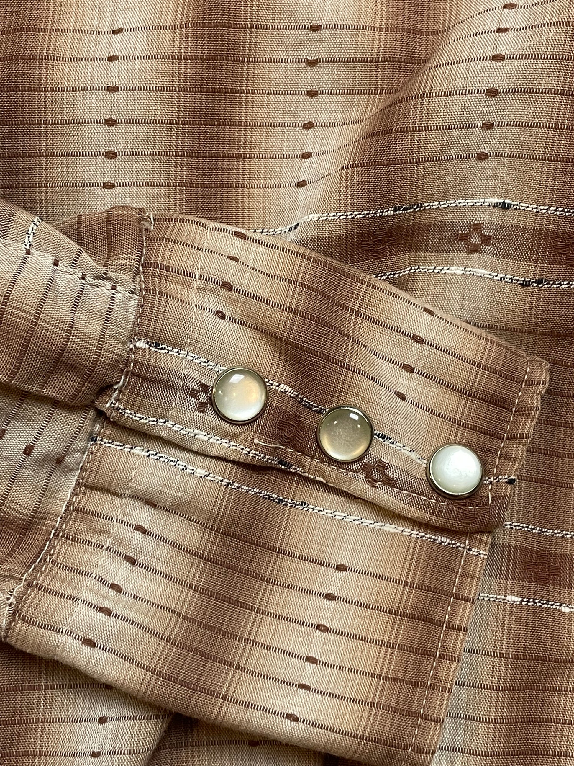 '50s Vintage H Bar C Brown Ombre Plaid Pearl Snap - Small