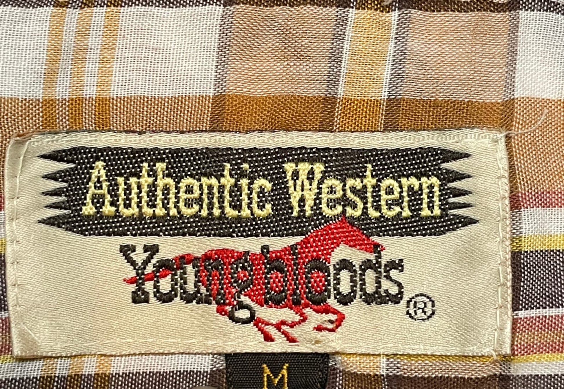 '80s Vintage Youngbloods Brown/Tan Plaid Pearl Snap - MED