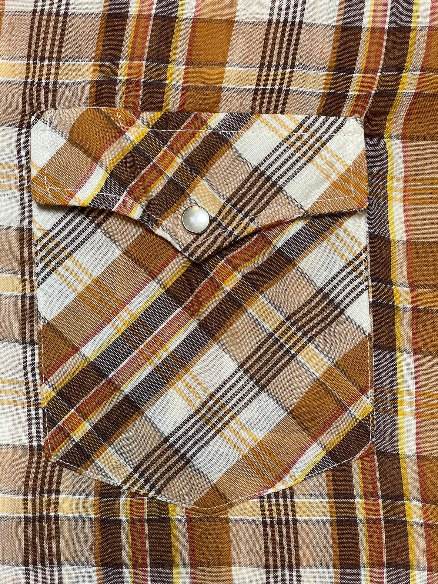 '80s Vintage Youngbloods Brown/Tan Plaid Pearl Snap - MED