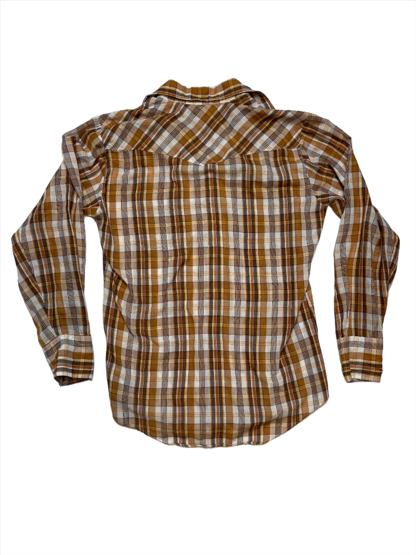 '80s Vintage Youngbloods Brown/Tan Plaid Pearl Snap - MED