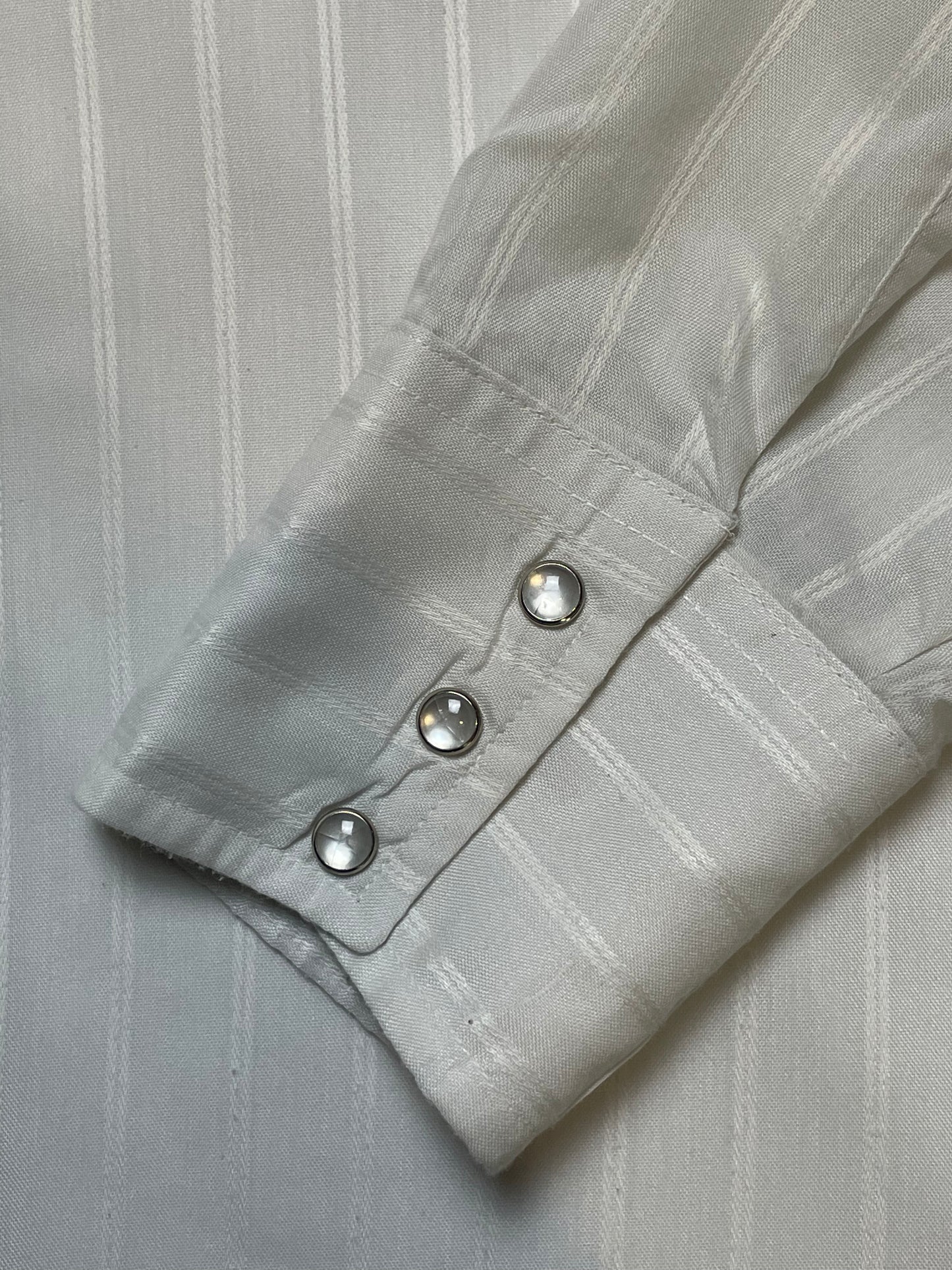 '70s Vintage Dove Grey Self-Striped Pearl Snap - XL