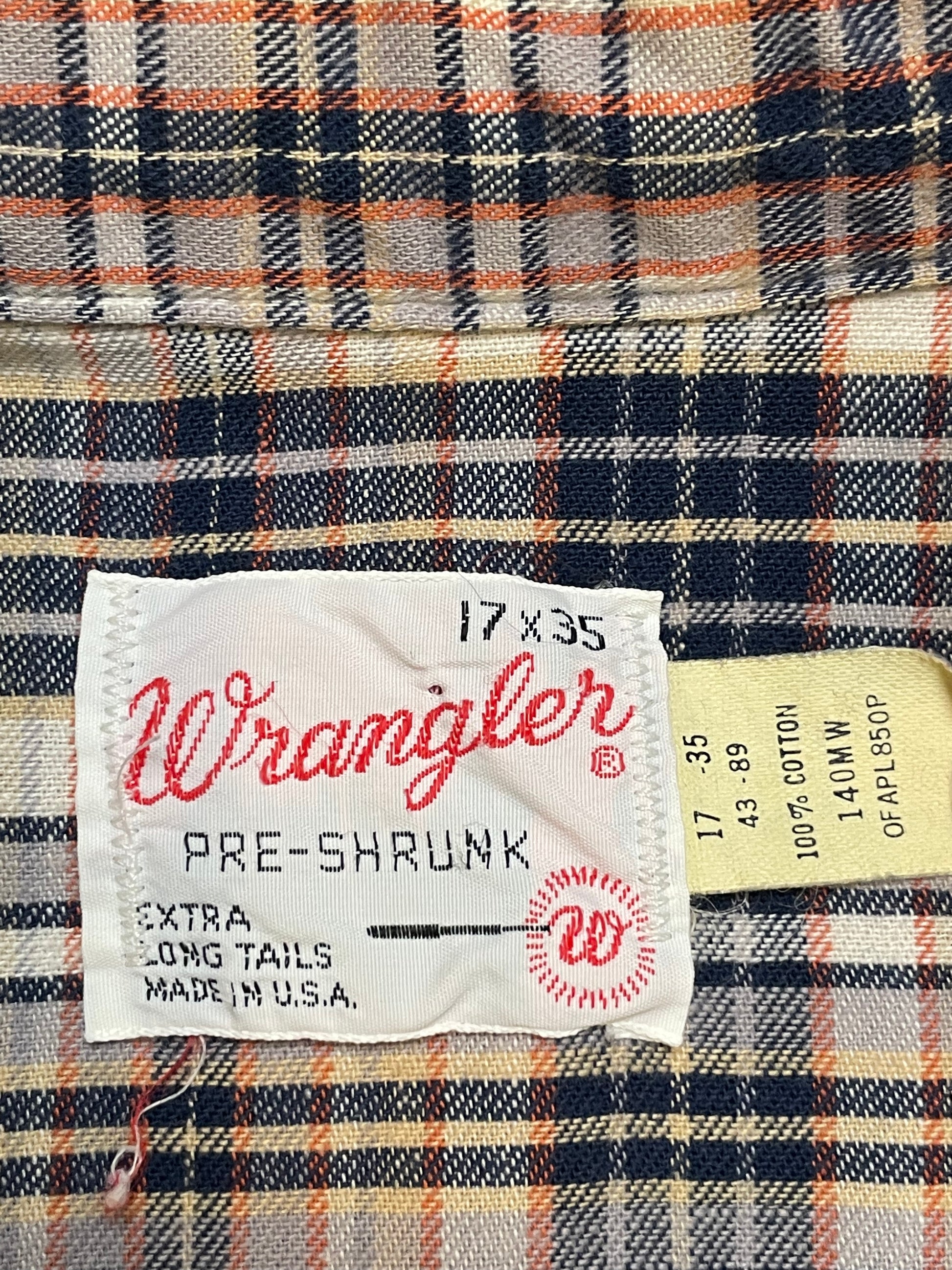 '60s Vintage Wrangler Brown/Navy Pearl Snap - XL