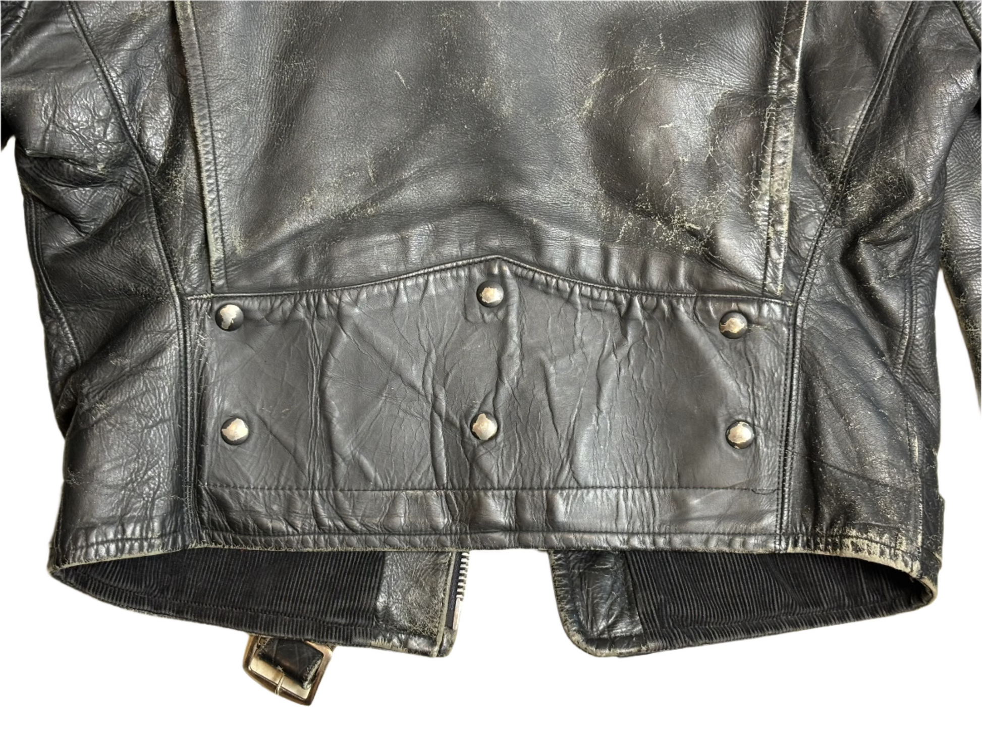 '60s Vintage Blk Leather Jkt w/Red Interior - XL