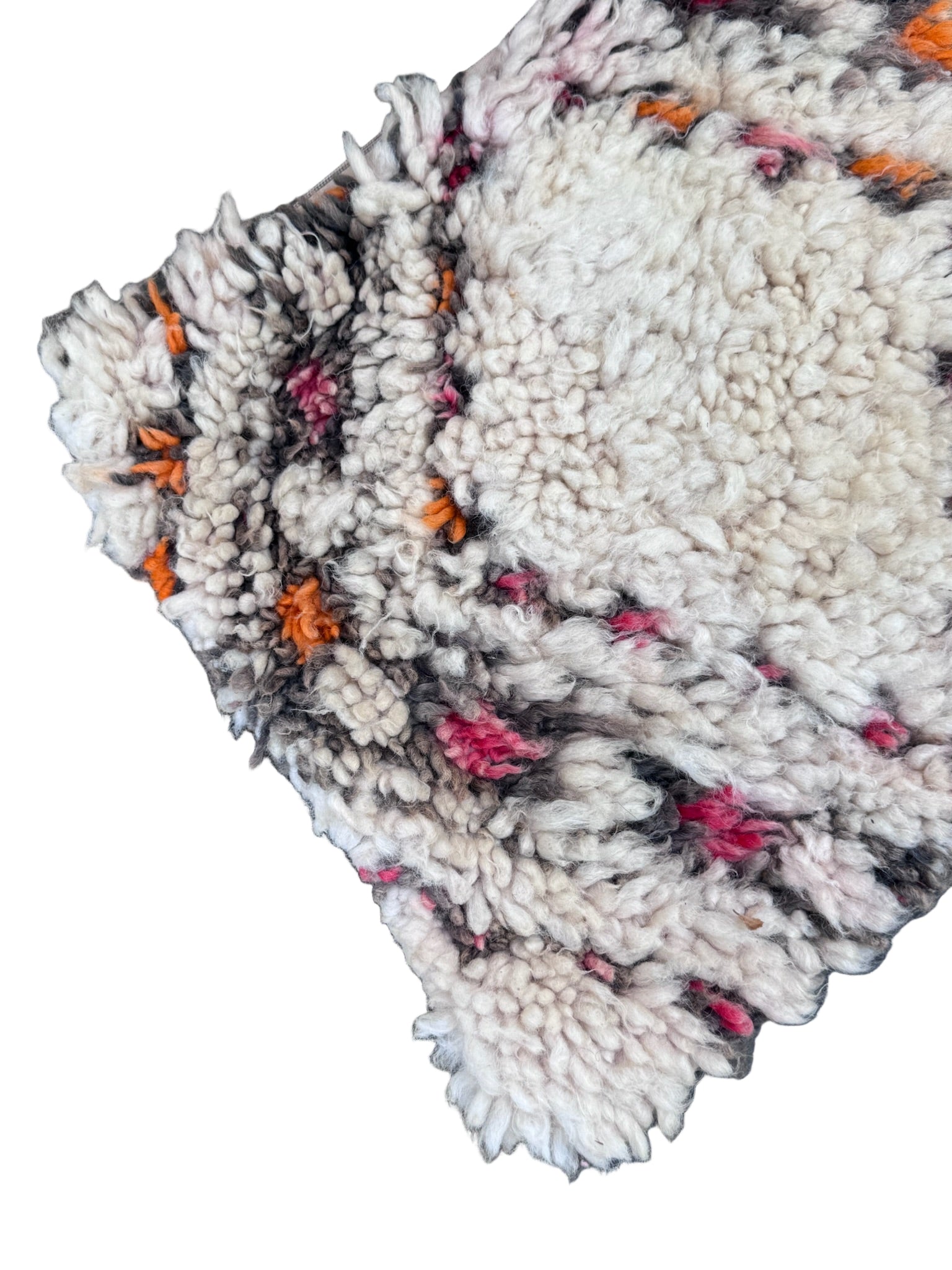 Moroccan 1x2' Beige Wool Pillowcase w/Colored Accents