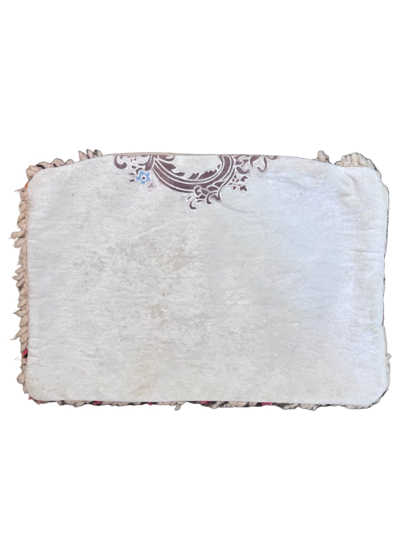 Moroccan 1x2' Beige Wool Pillowcase w/Colored Accents