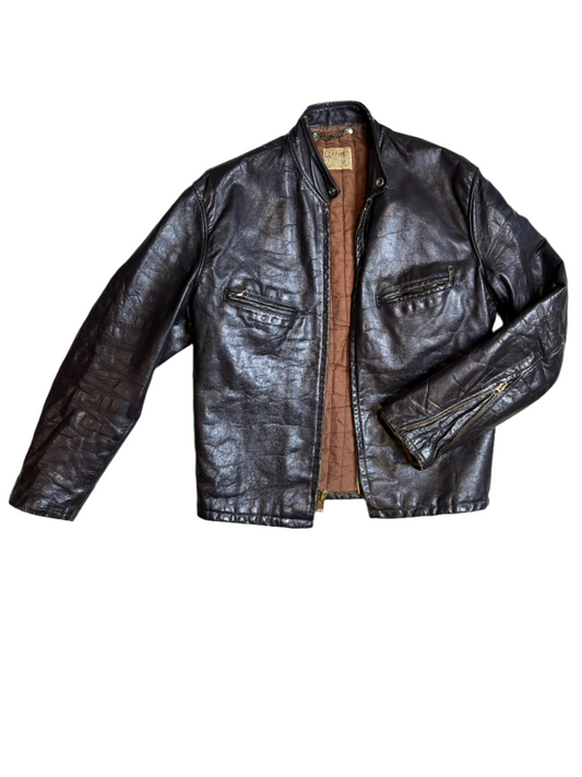 '60s Vintage Choc Brwn Leather Cafe Jkt - LRG