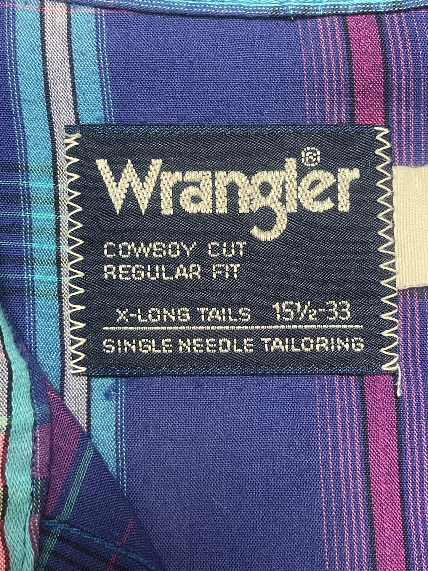 '80s Vintage Wrangler Violet Plaid Pearl Snap