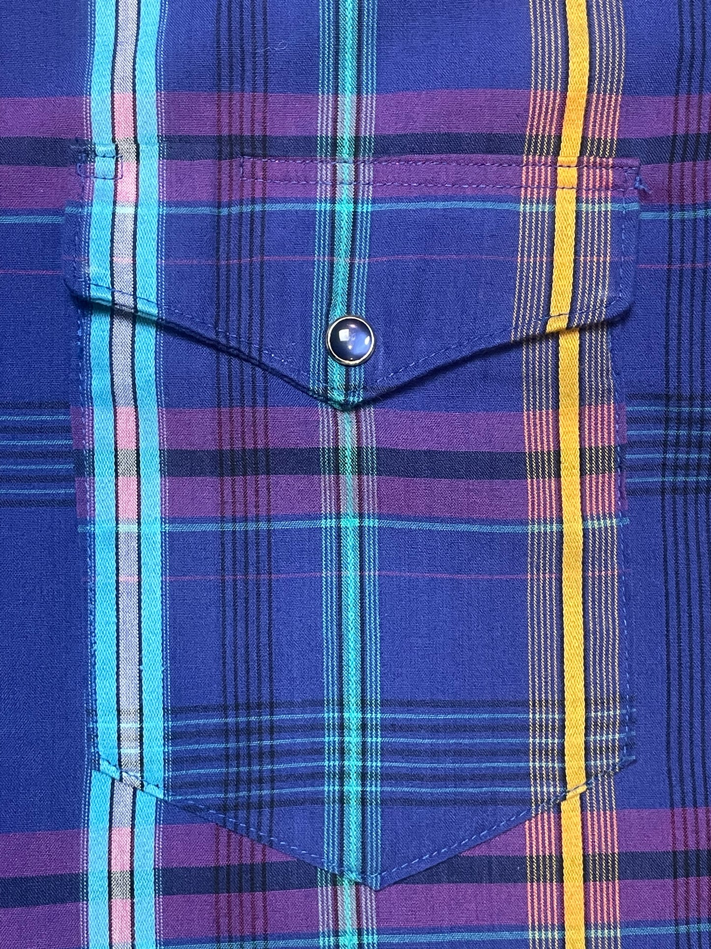 '80s Vintage Wrangler Violet Plaid Pearl Snap