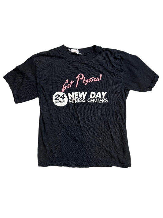 '80s Vintage "Get Physical" Fitness Center Blk T-shirt - SML