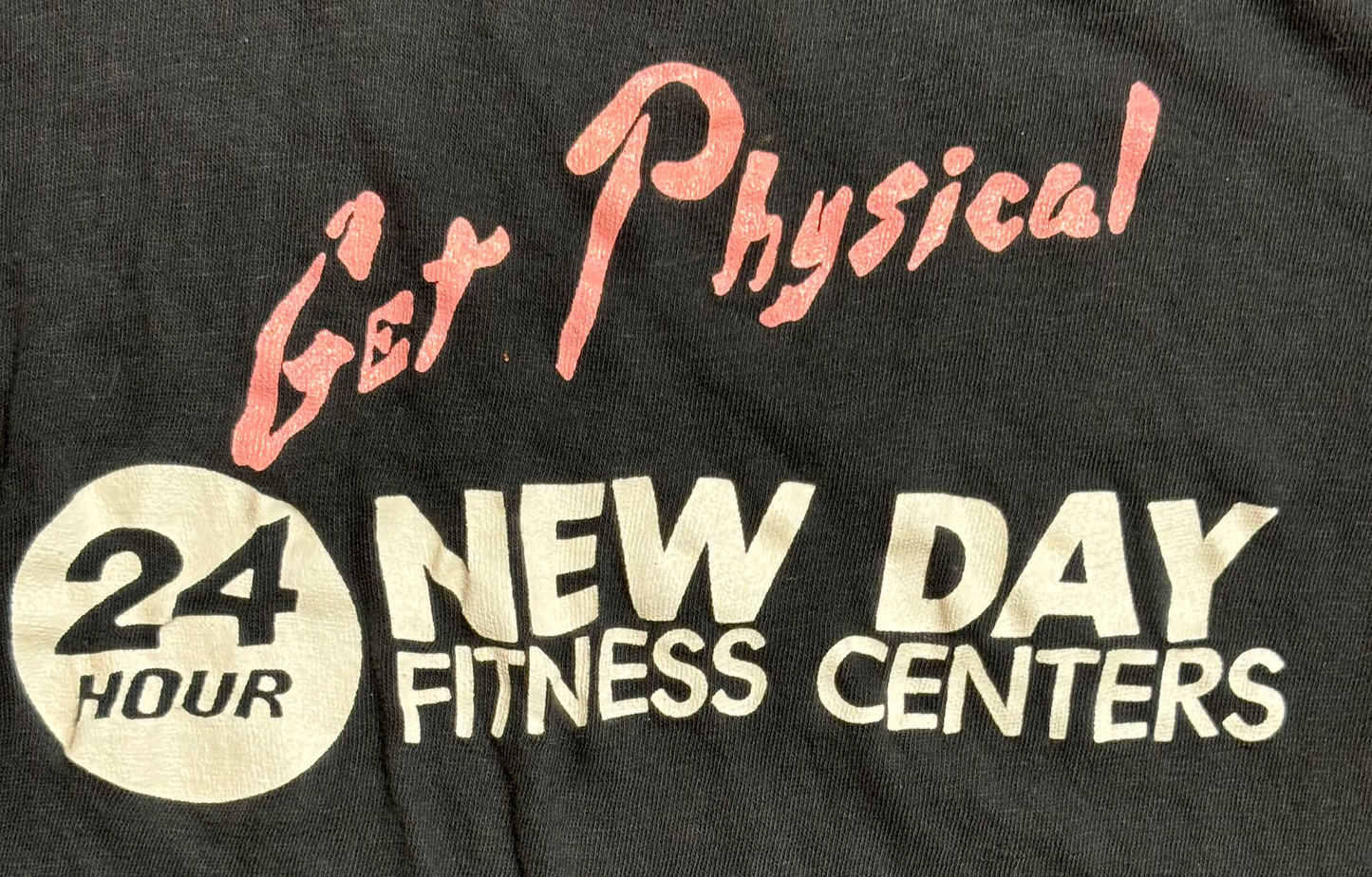 '80s Vintage "Get Physical" Fitness Center Blk T-shirt - SML