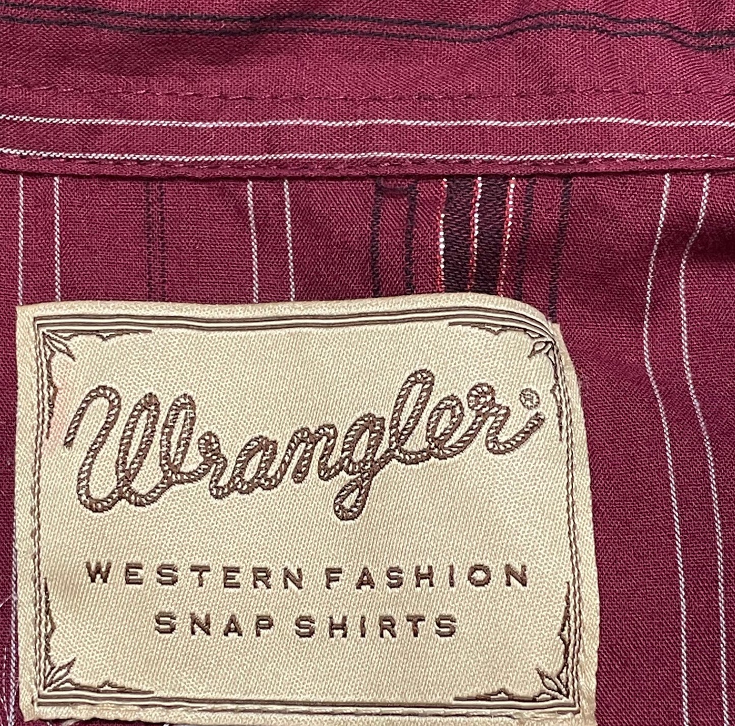 '80s Vintage Wrangler Burgundy Striped Pearl Snap