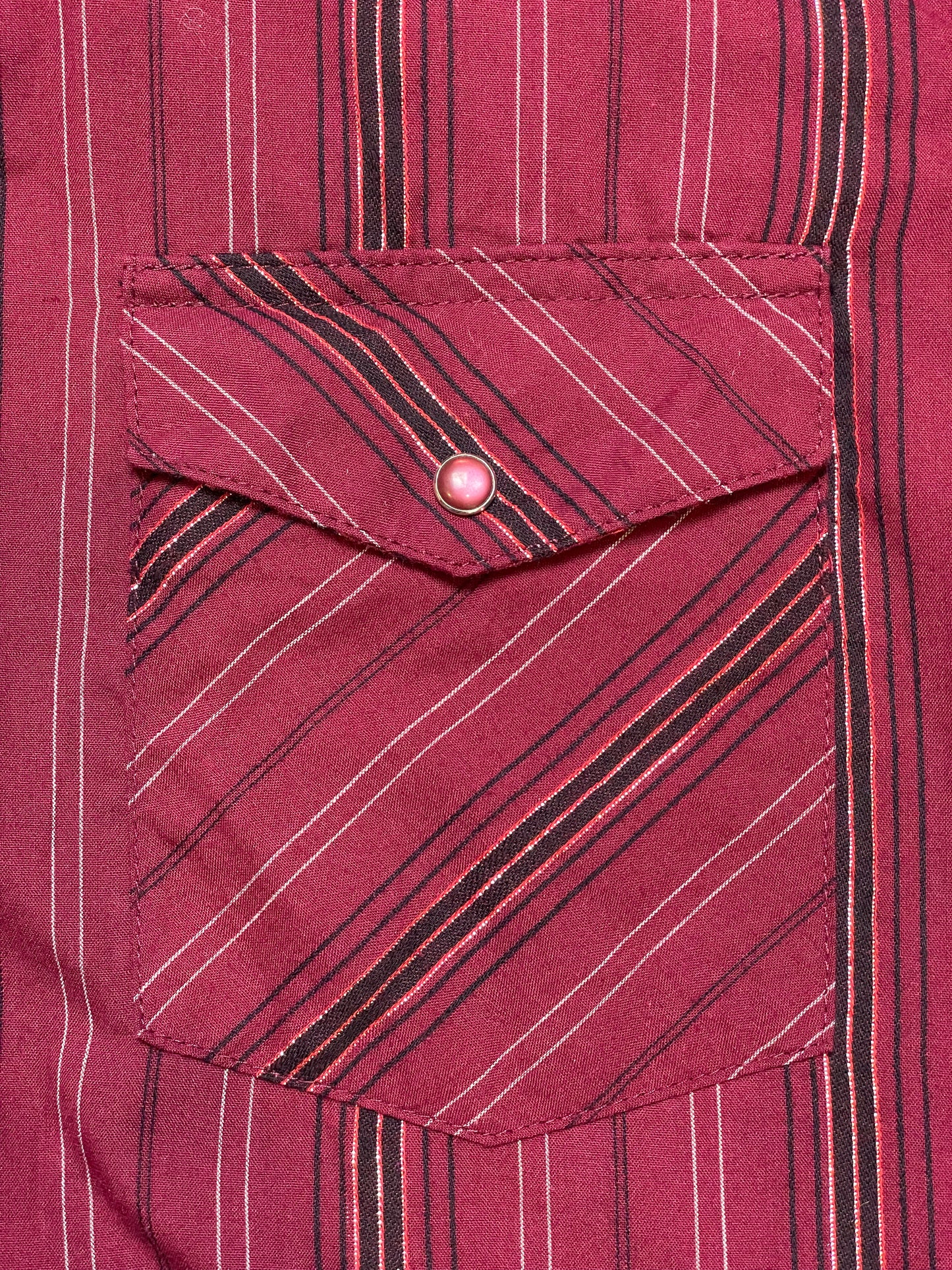 '80s Vintage Wrangler Burgundy Striped Pearl Snap