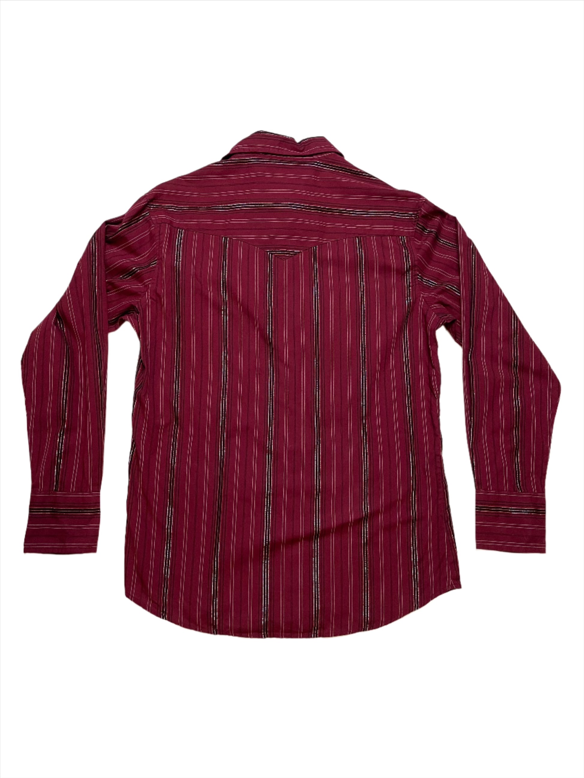 '80s Vintage Wrangler Burgundy Striped Pearl Snap