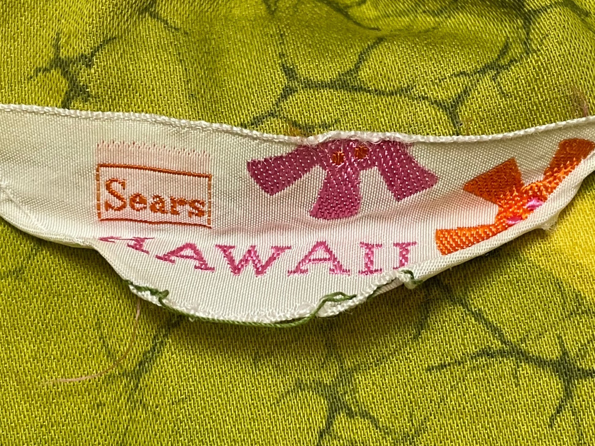 '50s Vintage Sears Green Hibiscus Hawaiian Shirt - Lrg