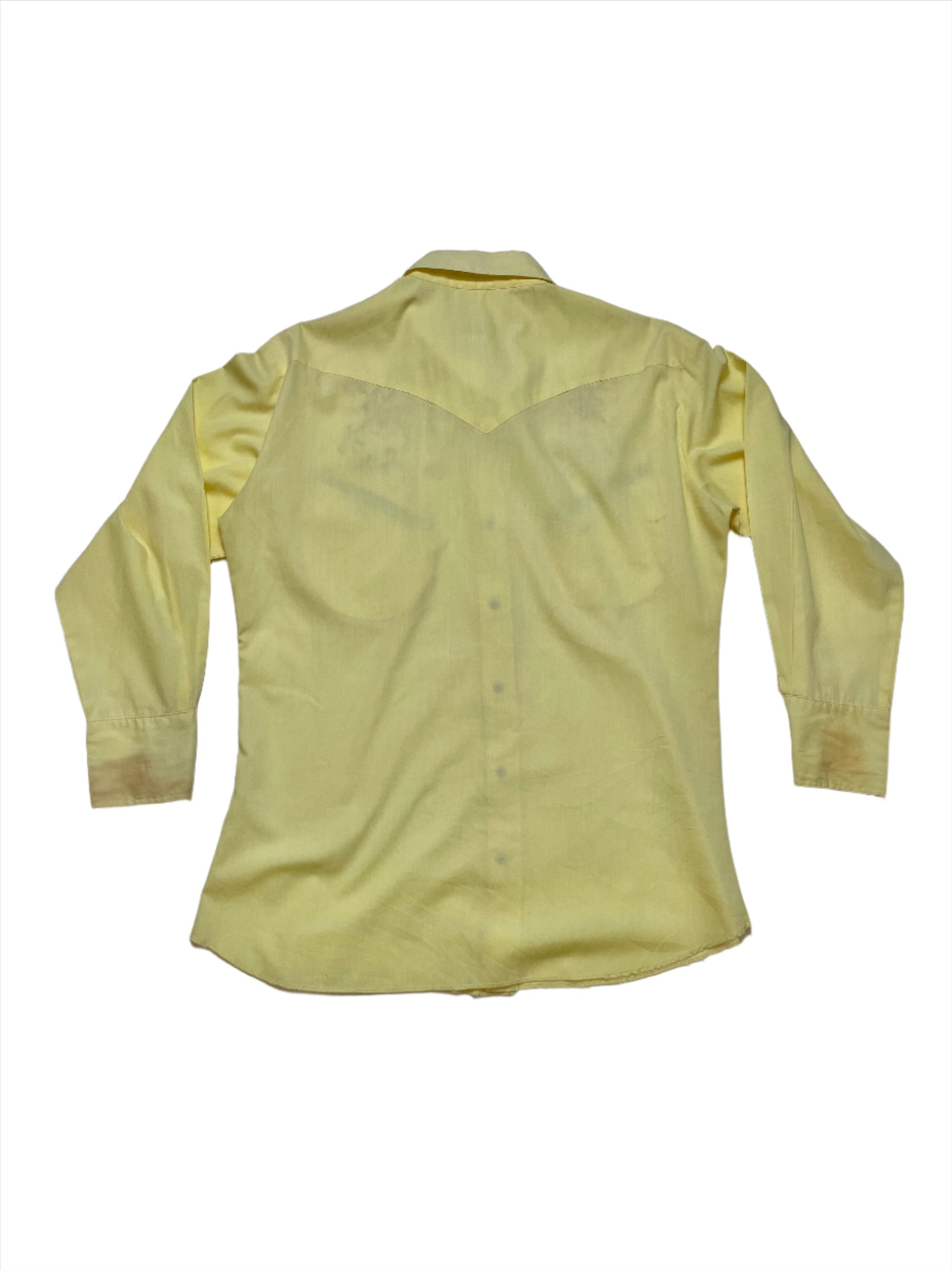 '60s Vintage H Bar C Yellow Embroidered Smile Pocket Pearl Snap - 2XL