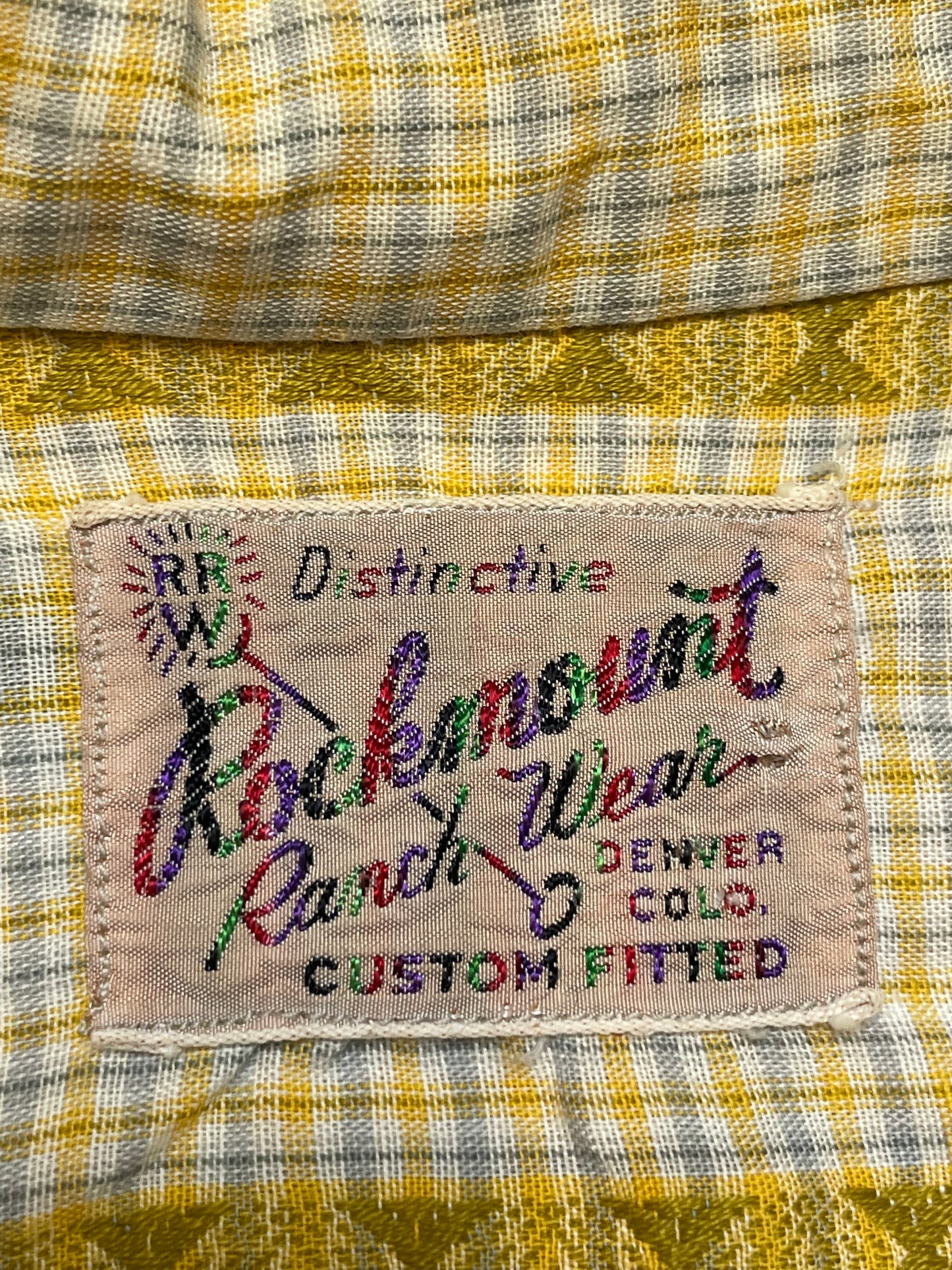 '50s Vintage Rockmount Ranch Wear Yellow Stripe Pearl Snap - XS