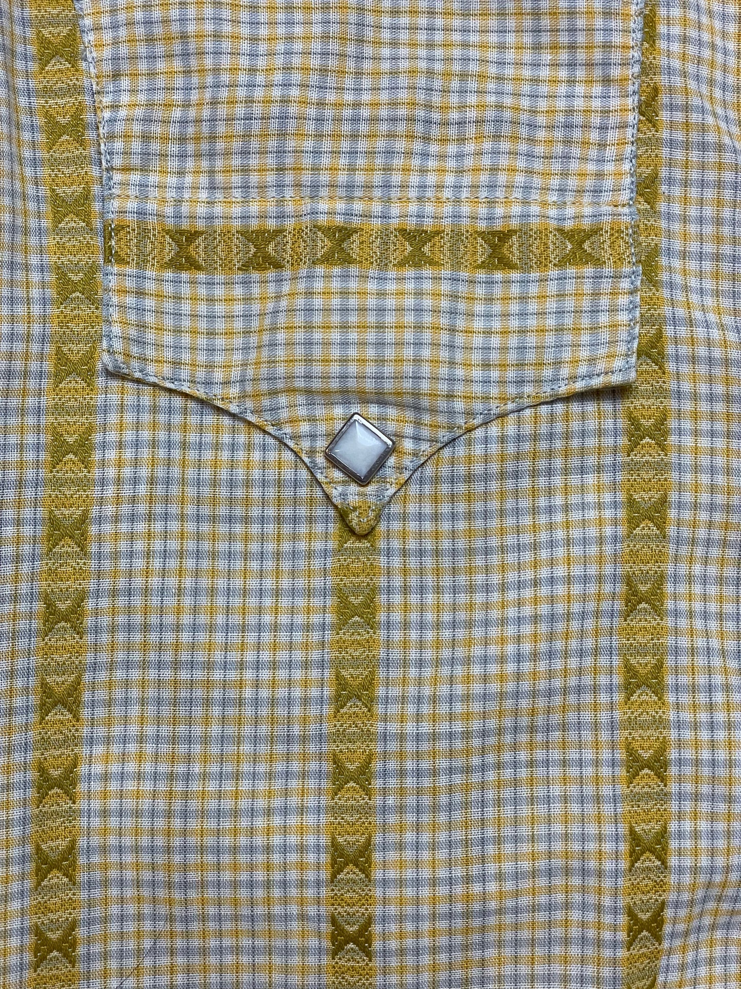 '50s Vintage Rockmount Ranch Wear Yellow Stripe Pearl Snap - XS