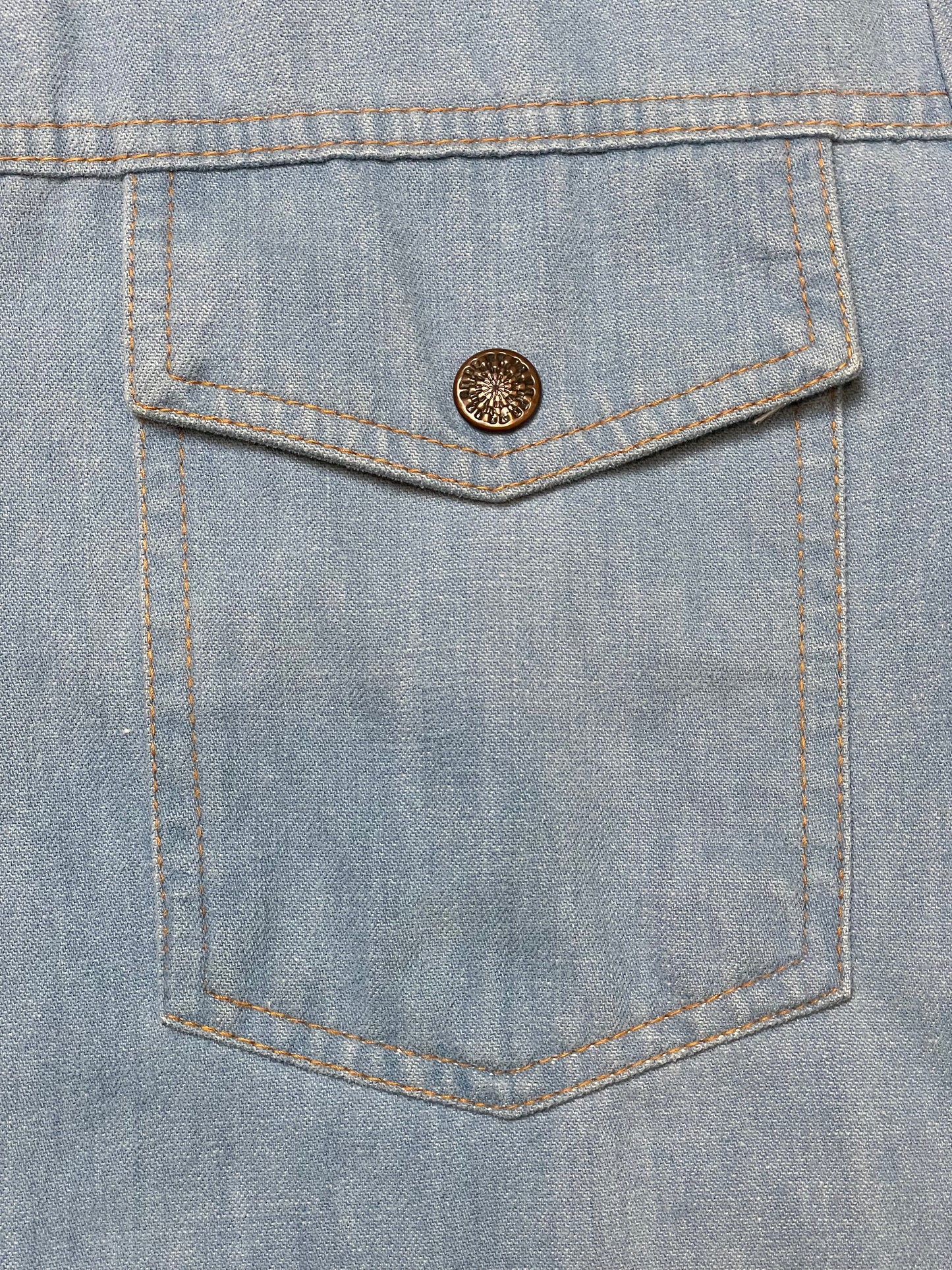 '60s Vintage Sears Blue Denim Button Down Shirt - XL