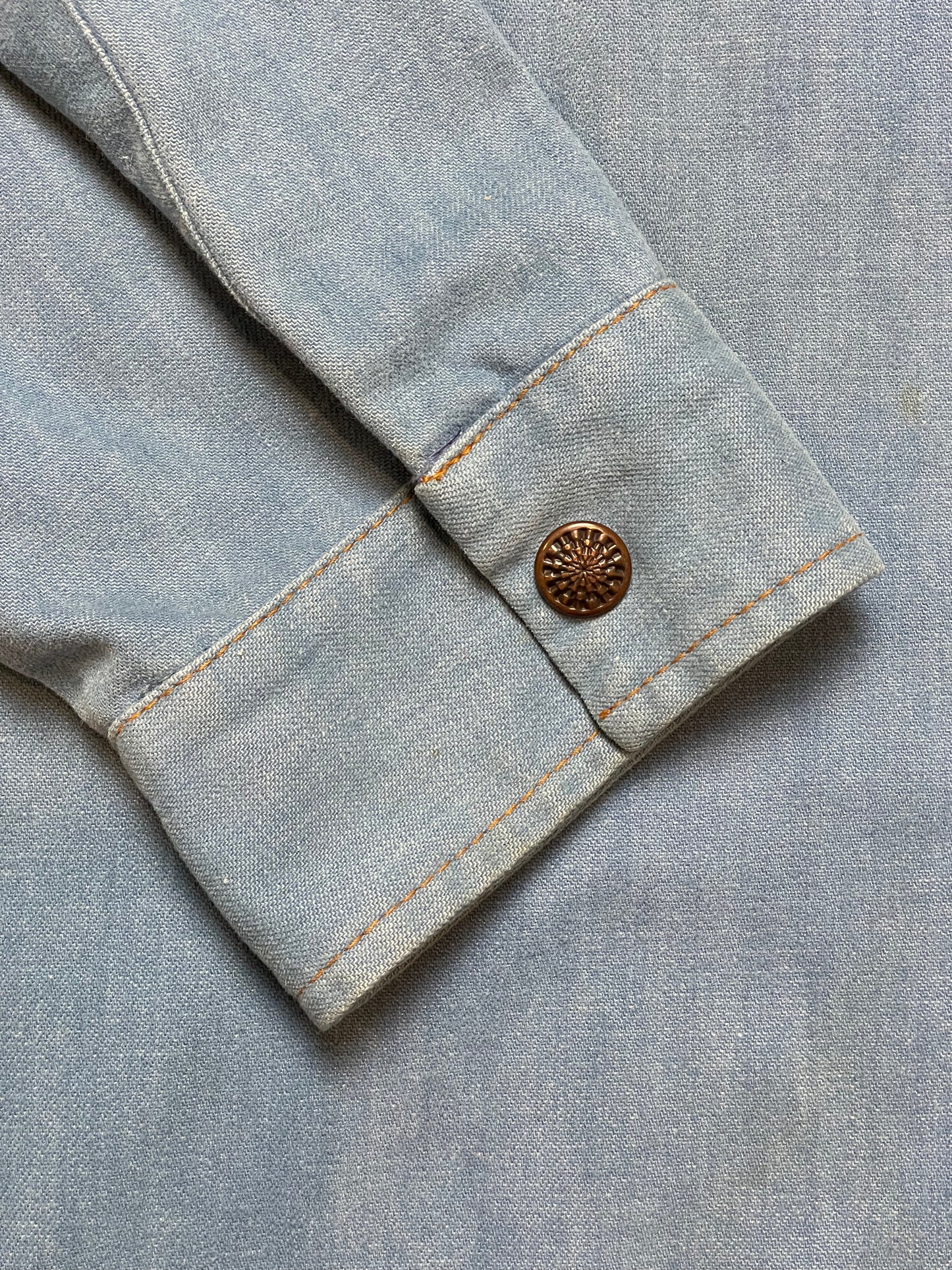 '60s Vintage Sears Blue Denim Button Down Shirt - XL