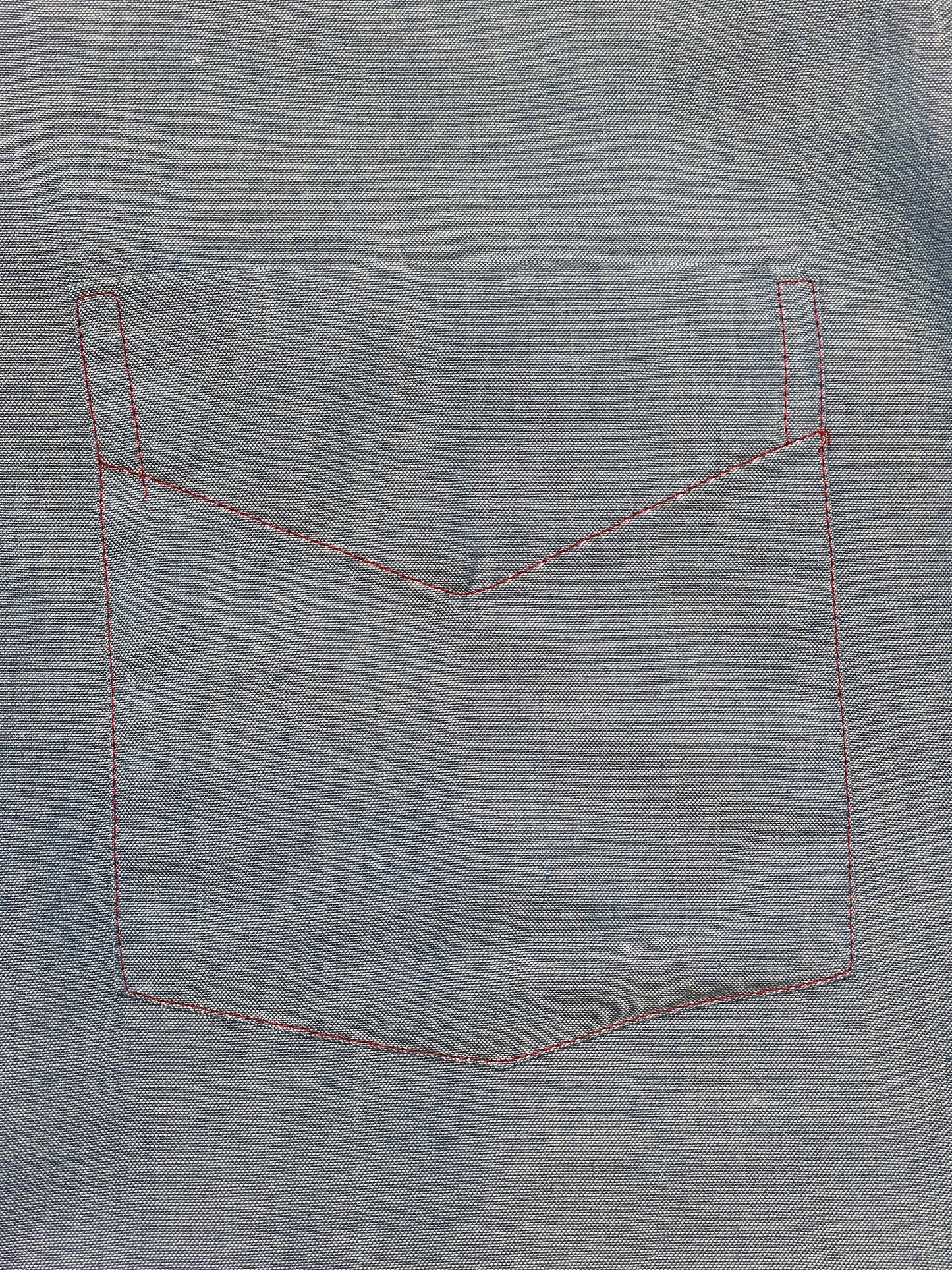 '60s Vintage Mercedes Blue Chambray Button Down - Lrg