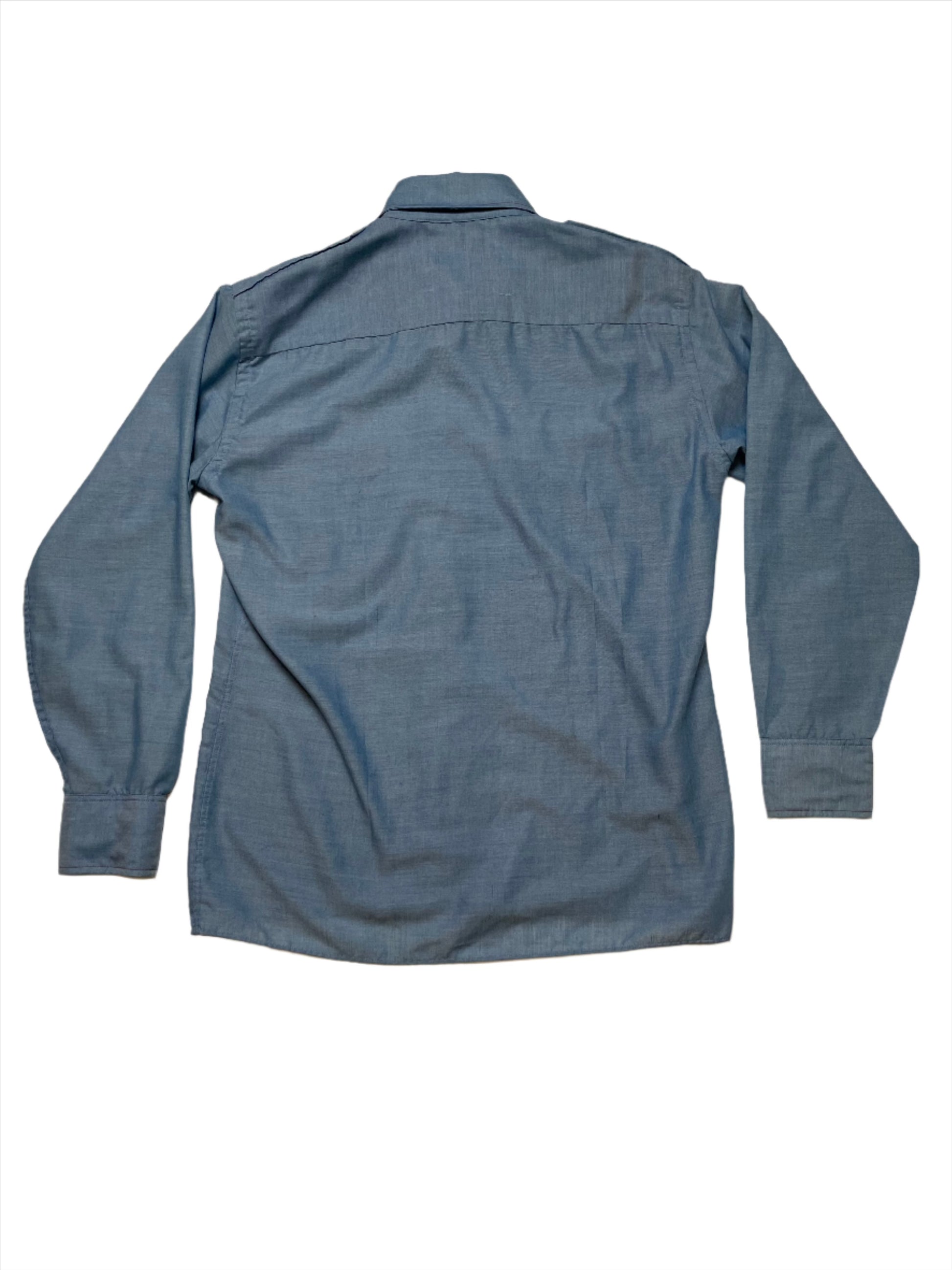 '60s Vintage Mercedes Blue Chambray Button Down - Lrg