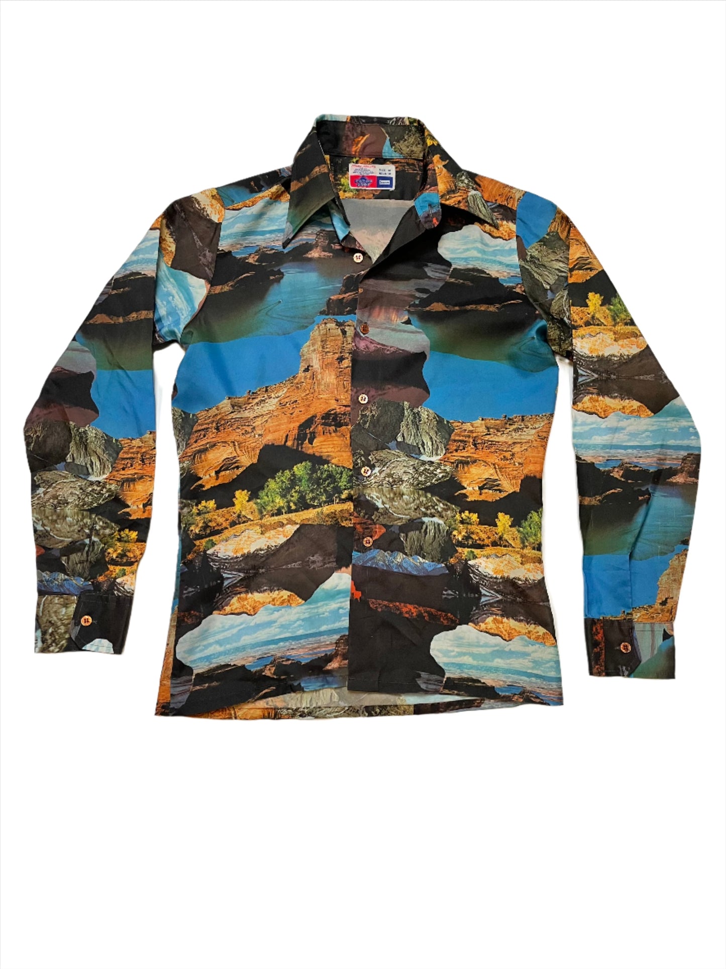 '70s Vintage Sears Grand Canyon Print Polyester Shirt - SM