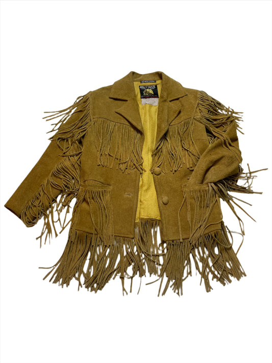 '72 Vintage Custom Jamess.Lee Tan Suede Fringe Jacket - SM