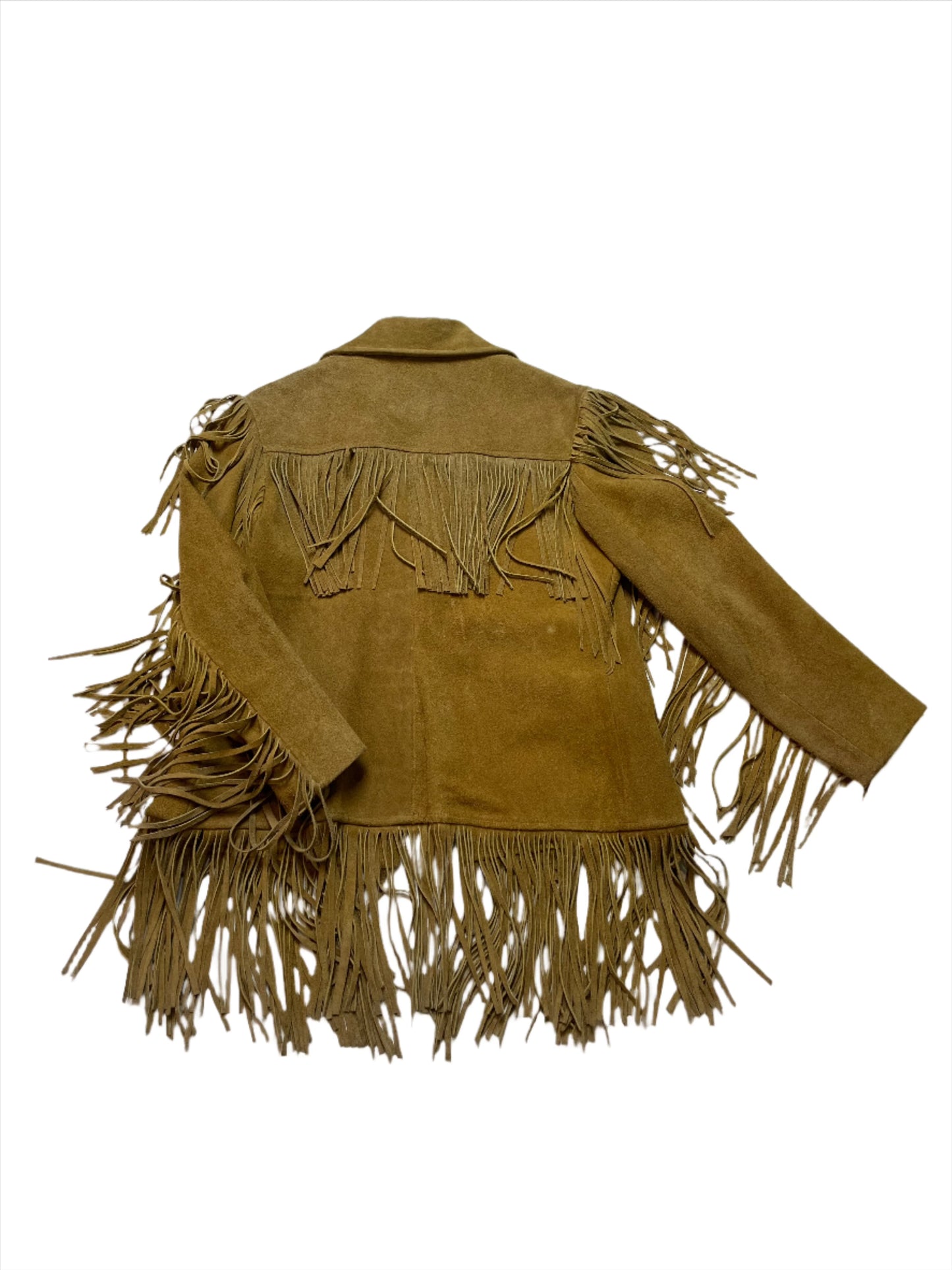 '72 Vintage Custom Jamess.Lee Tan Suede Fringe Jacket - SM