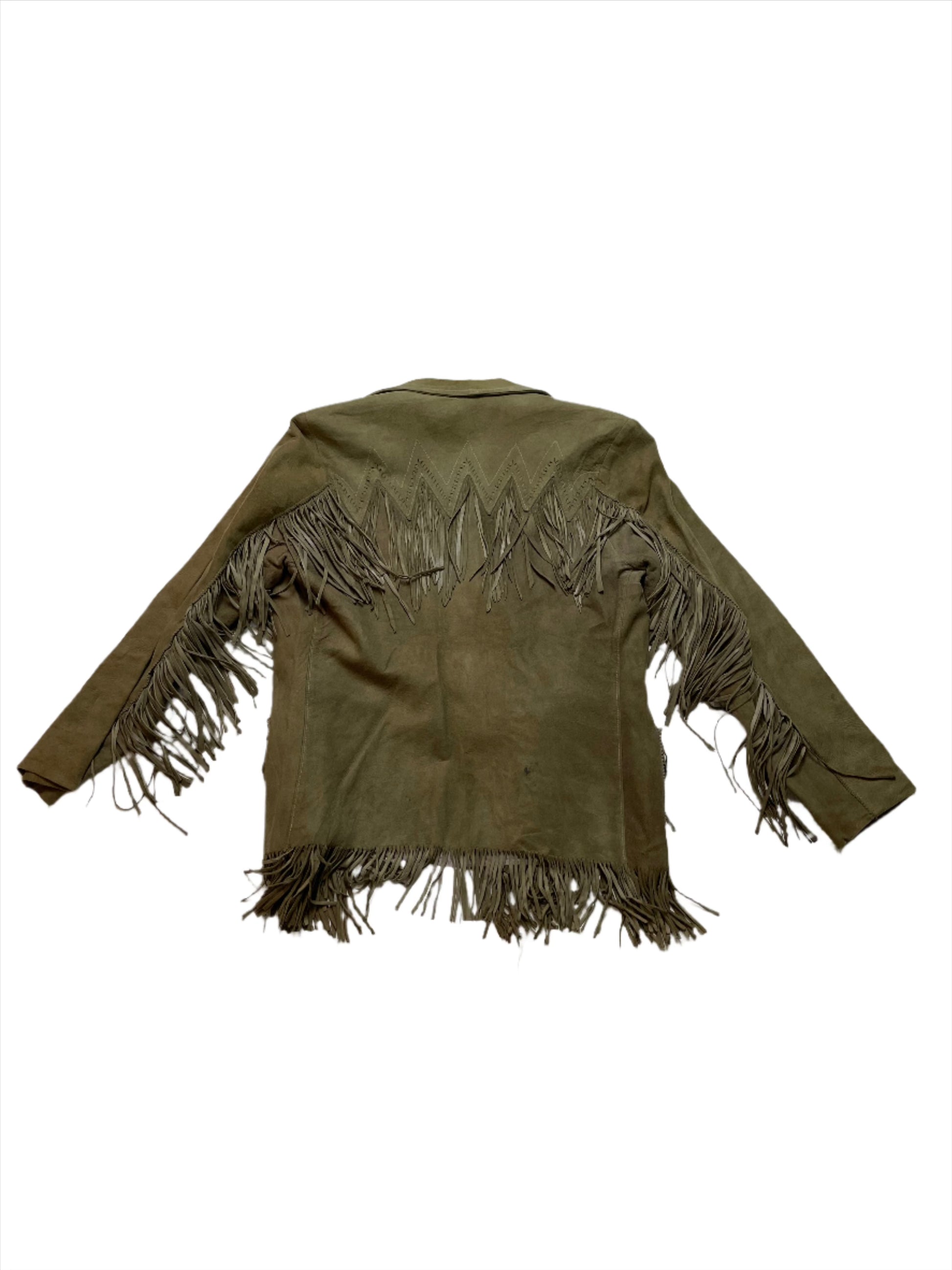 '50/60s Vintage Western Taupe Fringe Suede Jacket