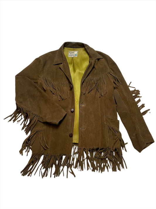 '70s Vintage Brown Suede Fringe Jacket - 2XL