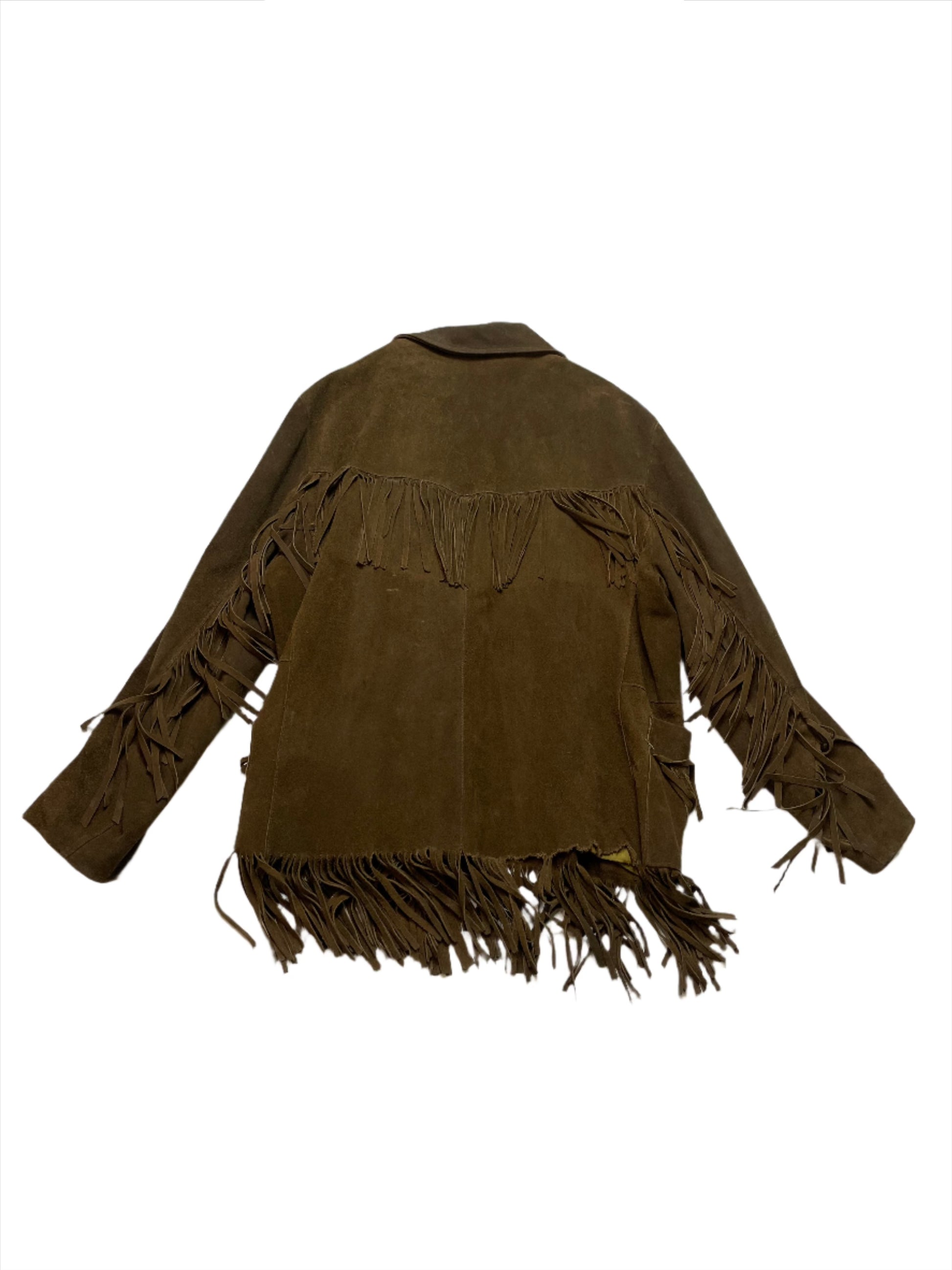 '70s Vintage Brown Suede Fringe Jacket - 2XL