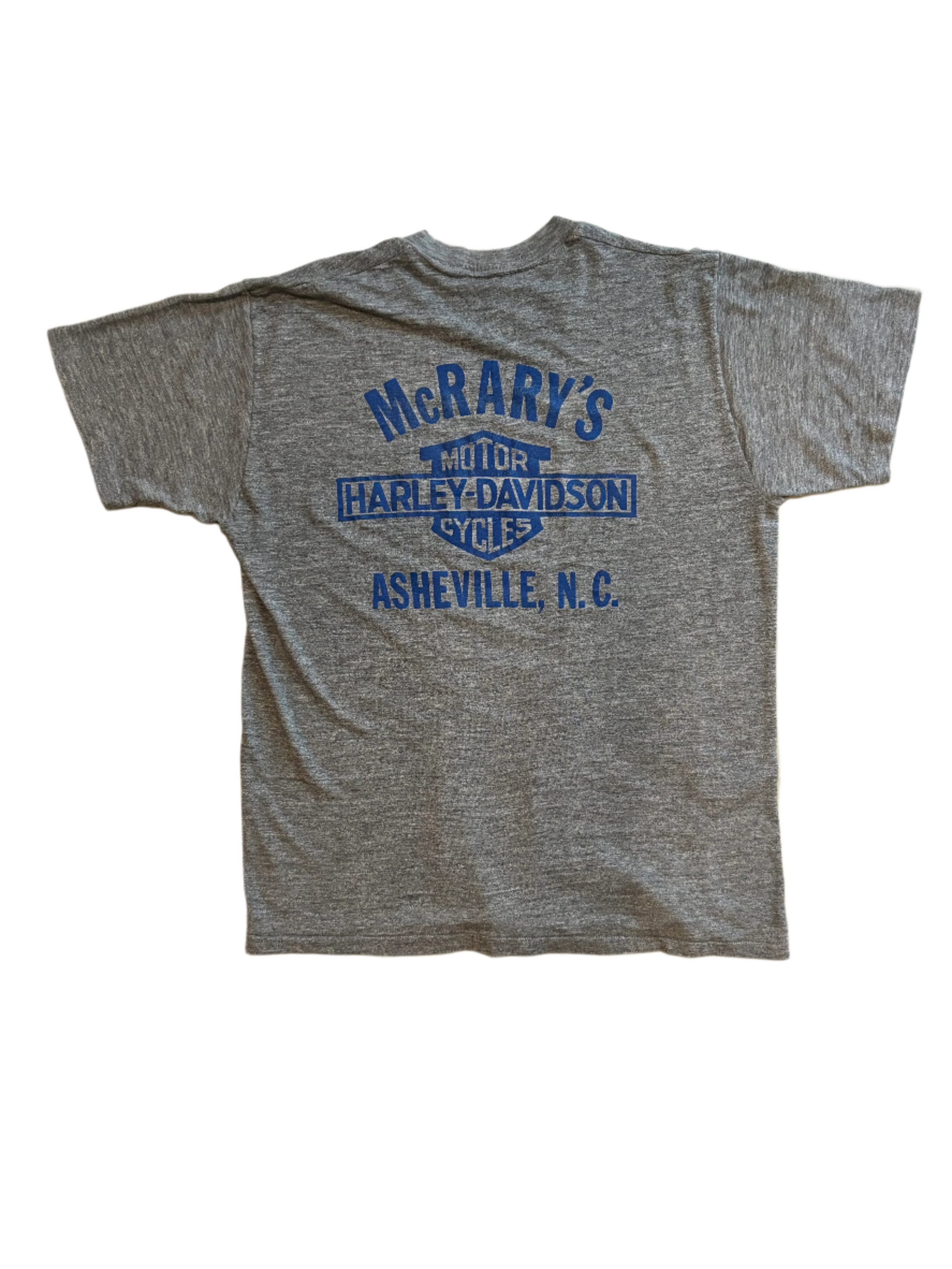 '80s Vintage Harley Davidson Ashville NC Gry/Blu T-shirt - MED