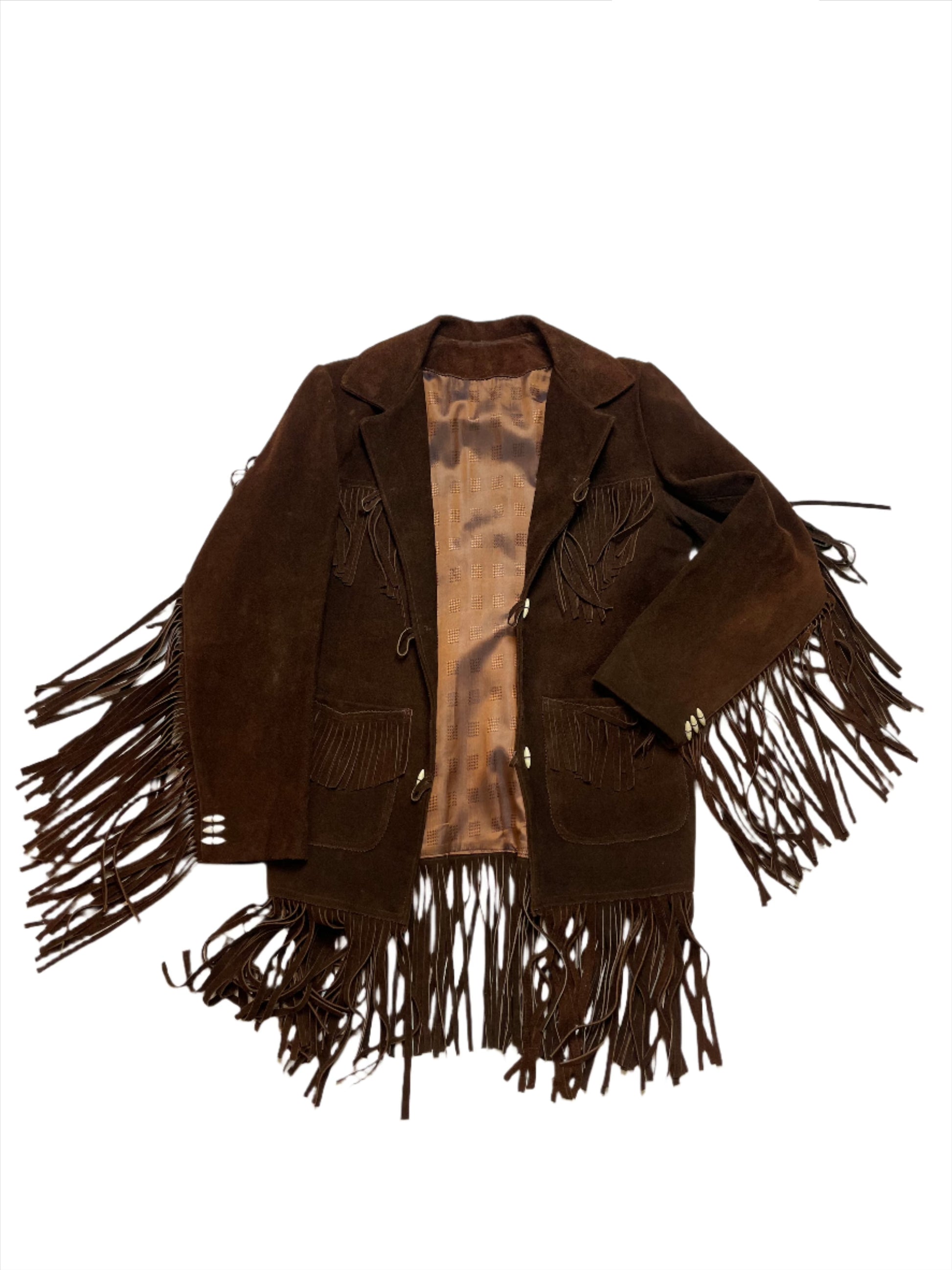 '50s Vintage Dark Brown Suede Jacket w/ Extra Long Fringe - XL