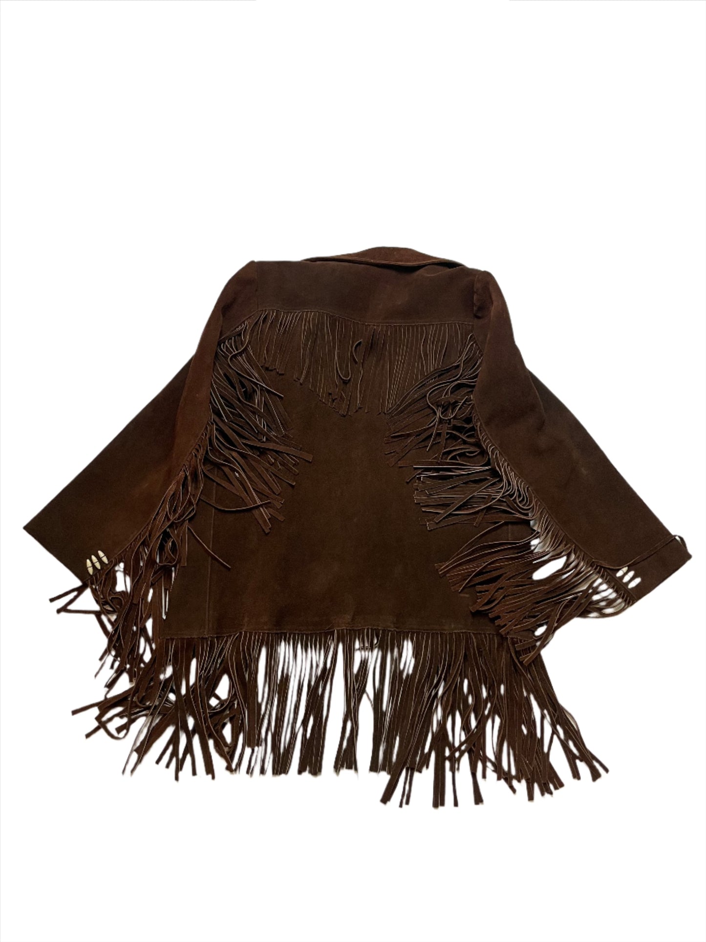 '50s Vintage Dark Brown Suede Jacket w/ Extra Long Fringe - XL