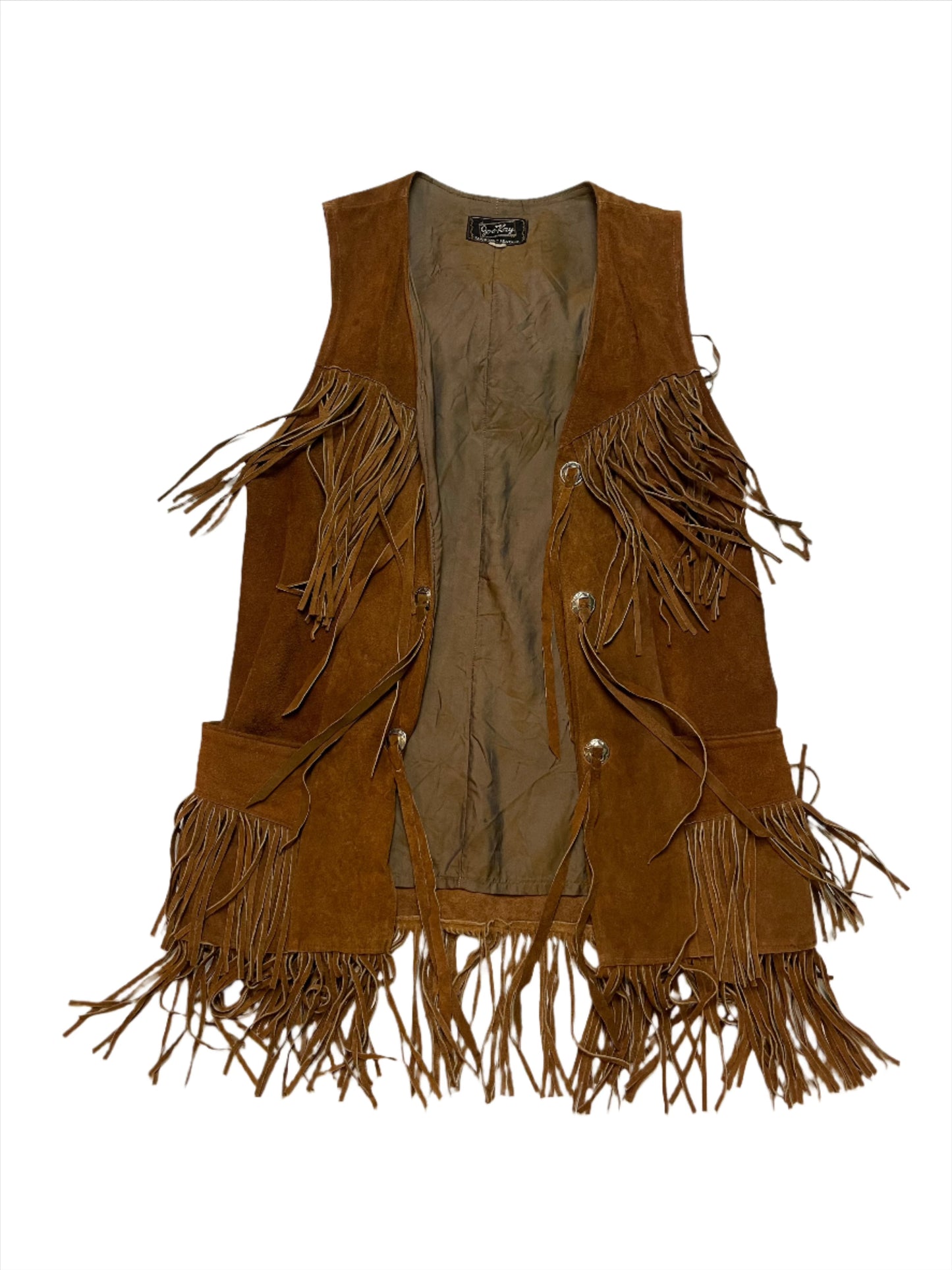 '60s Vintage Joo Kay Tan Suede Long Fringe Vest - SML