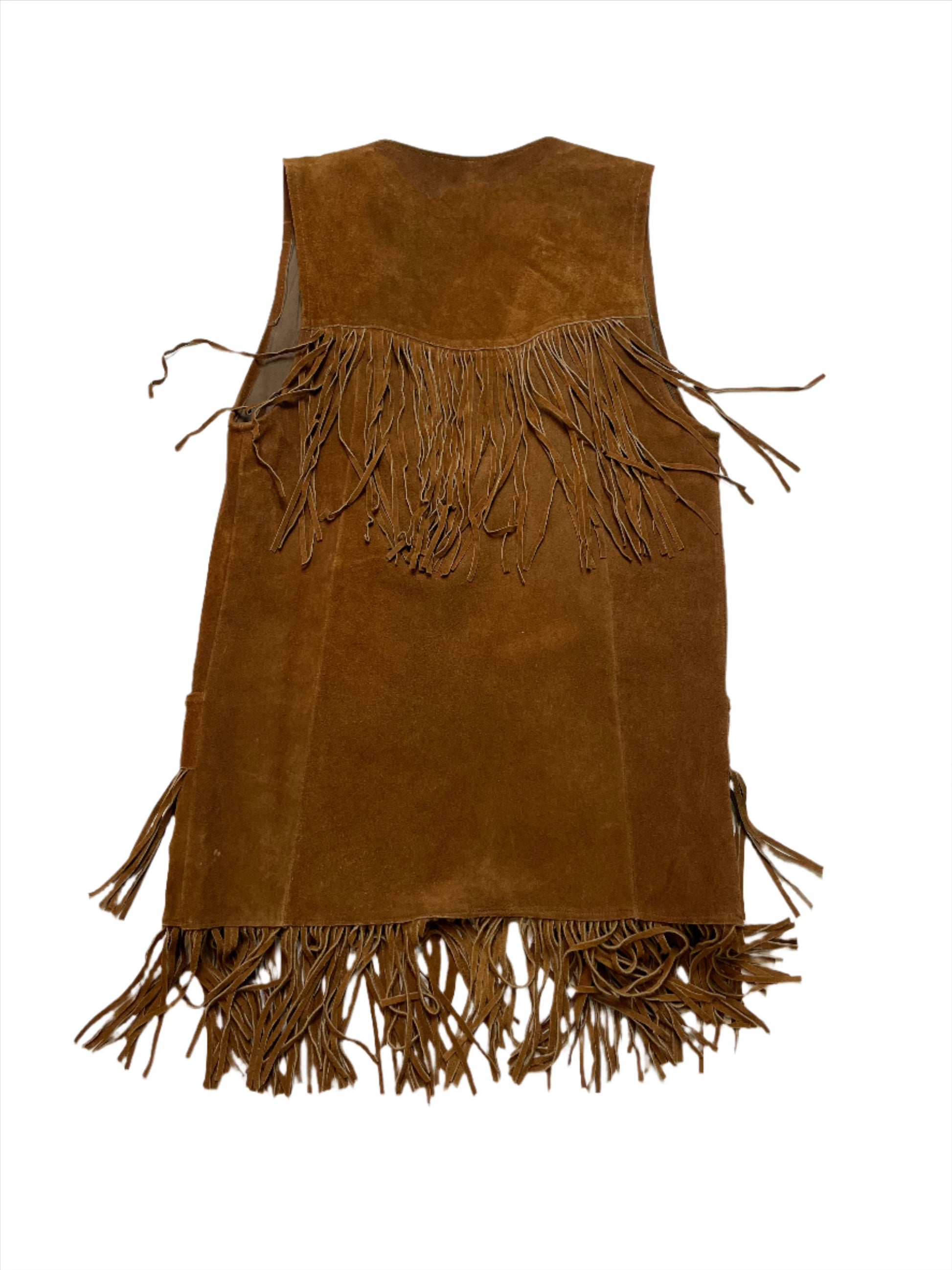 '60s Vintage Joo Kay Tan Suede Long Fringe Vest - SML