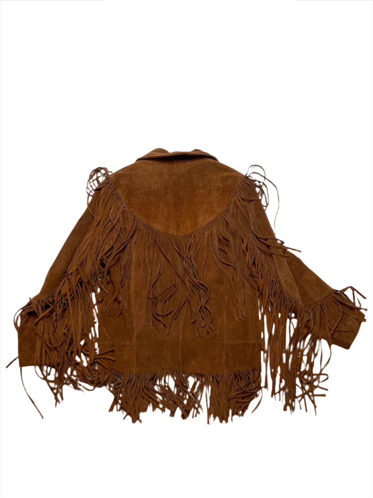 '80s Vintage Pioneer Wear Long Fringe Brown Suede Jacket - Medium