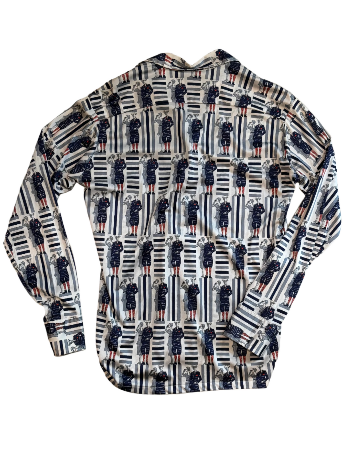 '70s Vintage Man & Woman Printed Poly Button Down - LRG