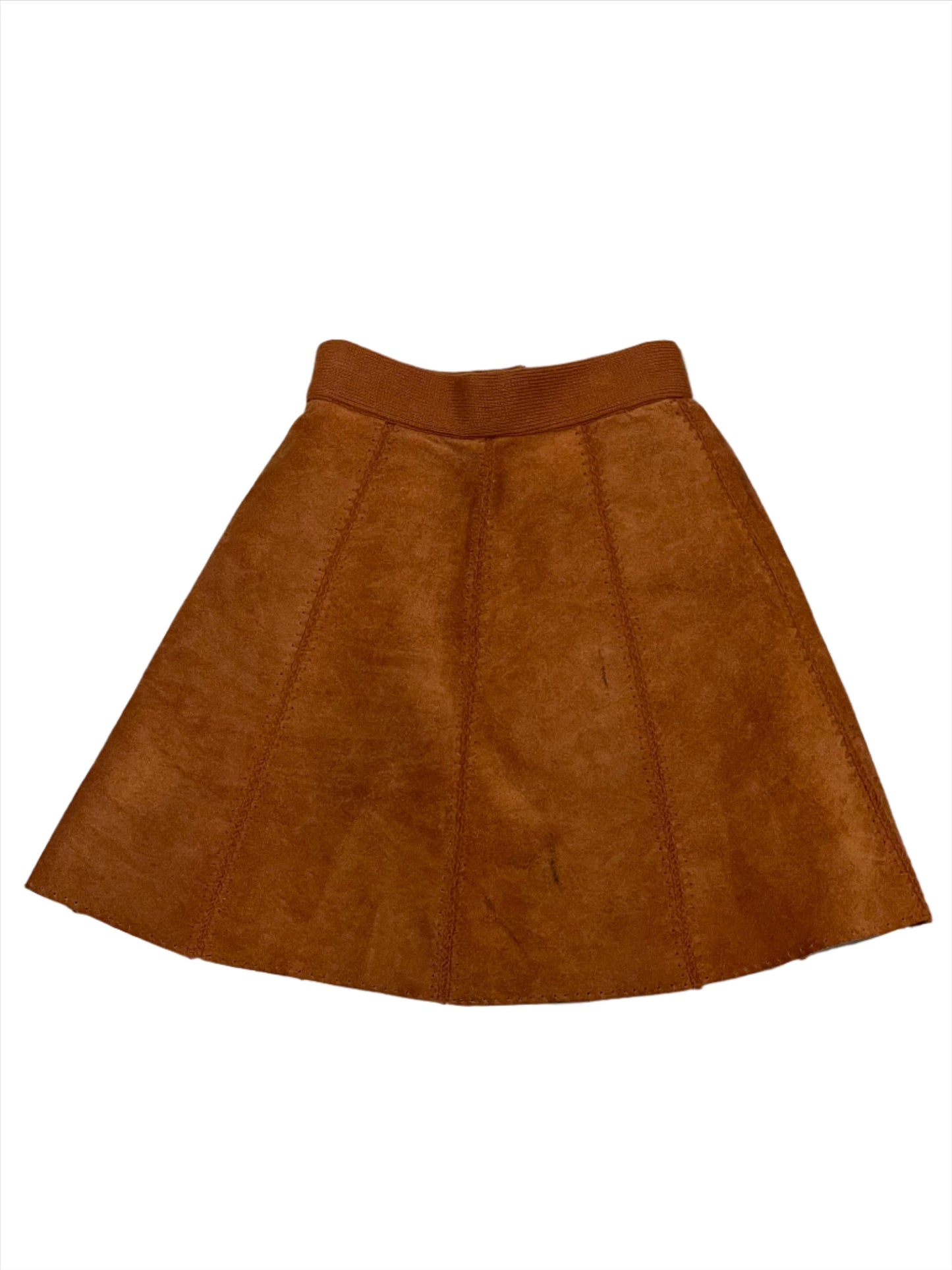 '70s Vintage Tan 2-Piece Cowhide Vest/Skirt Set - XXS