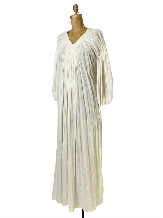 '70s Vintage Ivory Gauze Long Sleeve Tent Dress