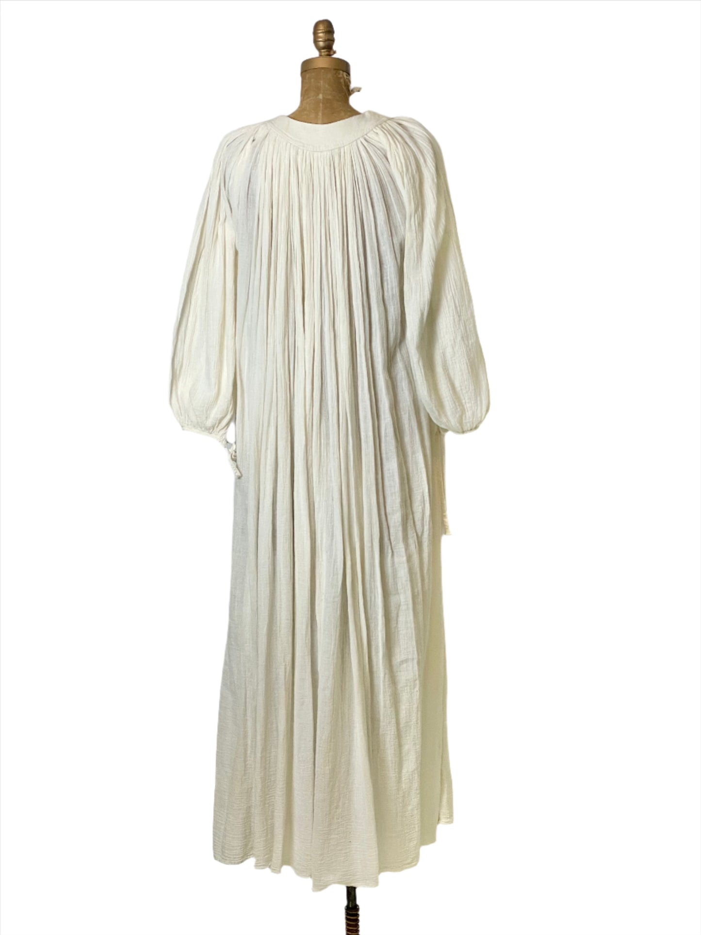 '70s Vintage Ivory Gauze Long Sleeve Tent Dress