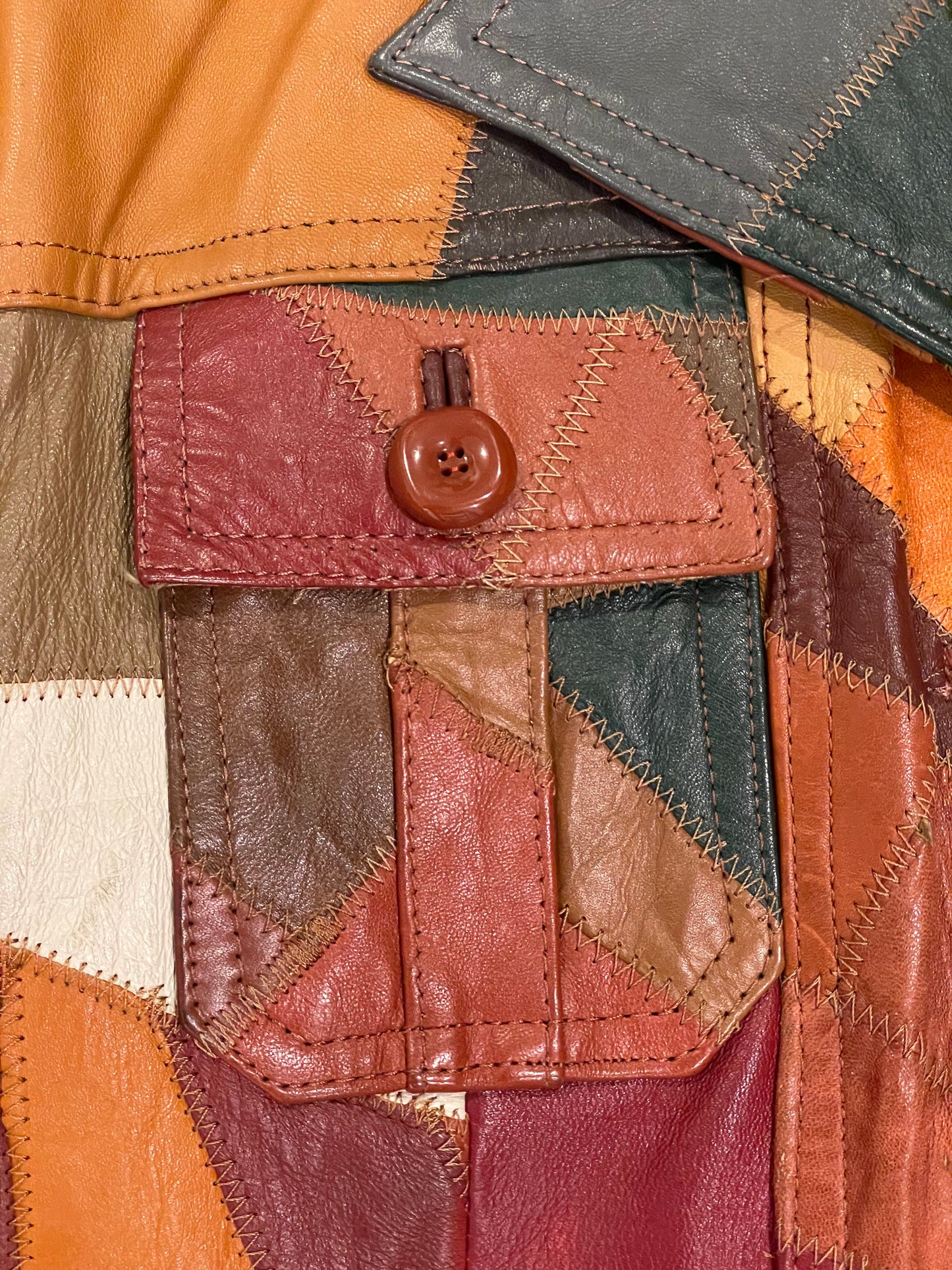 '70s Vintage Patchwork Leather Jacket - MED