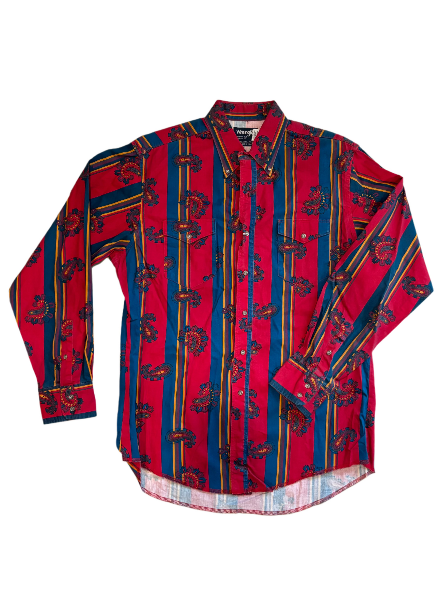 '90s Vintage Deadstock Wrangler Brushpopper Red Paisley Button Down - 2XL