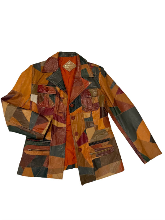 '70s Vintage Patchwork Leather Jacket - MED