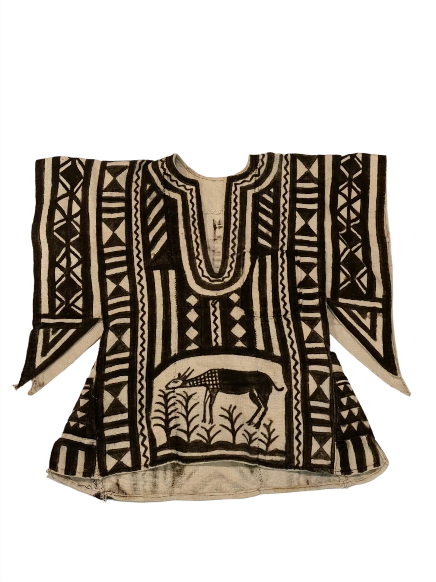 White/Brown African Mudcloth Tunic Blouse