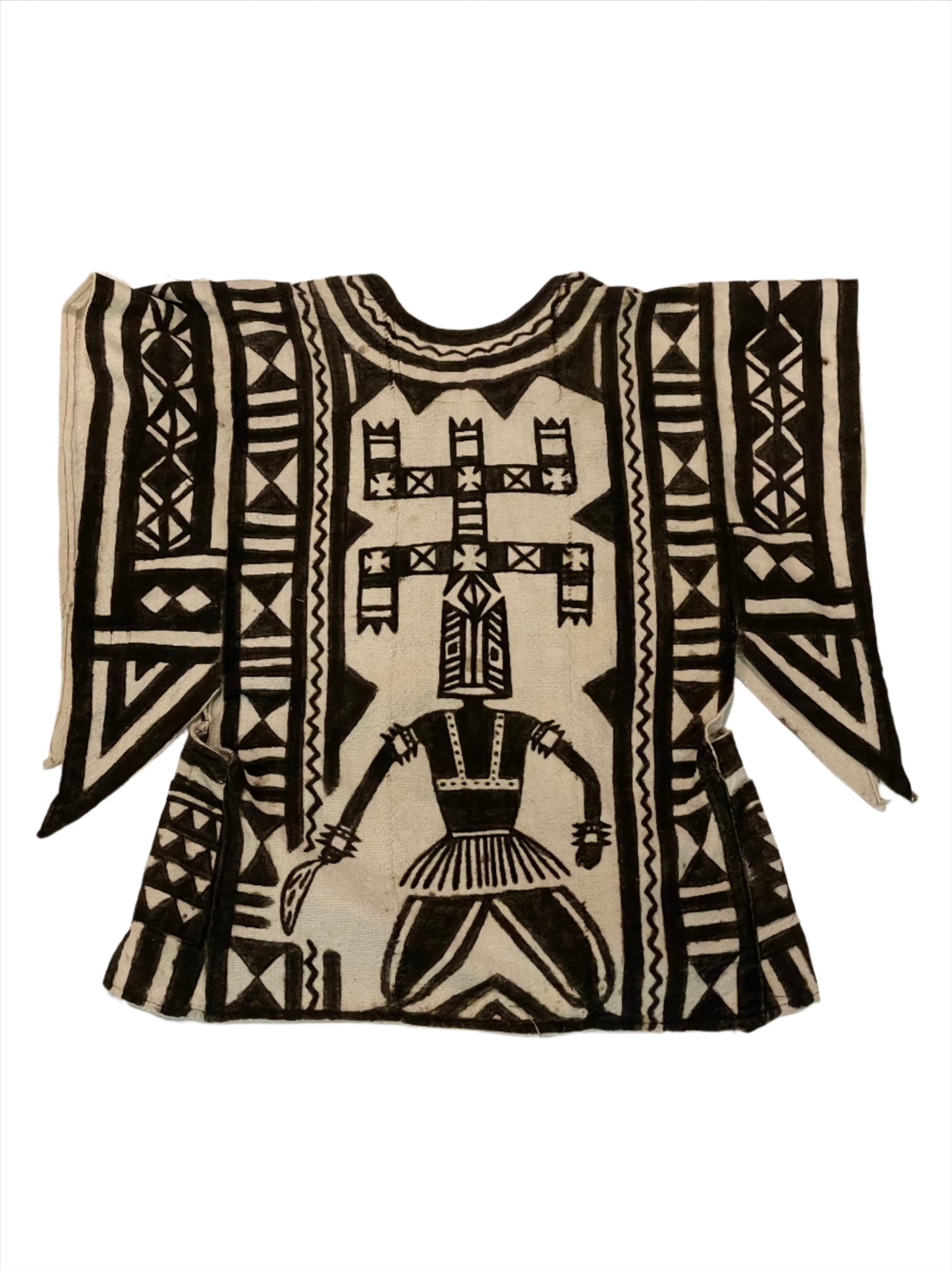 White/Brown African Mudcloth Tunic Blouse