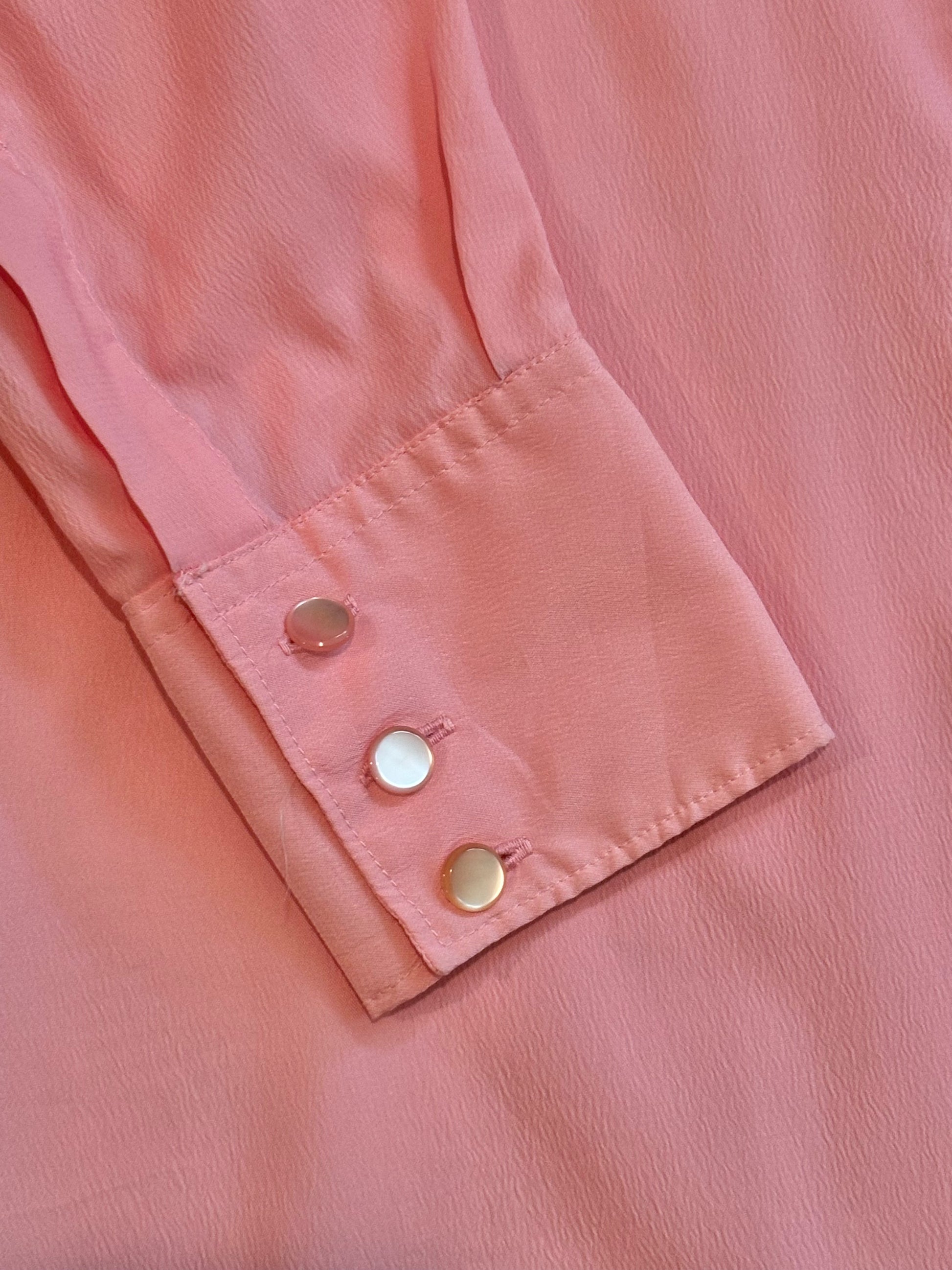 '60s Vintage Pink Button Down w/Silver Leaf Yoke - SML