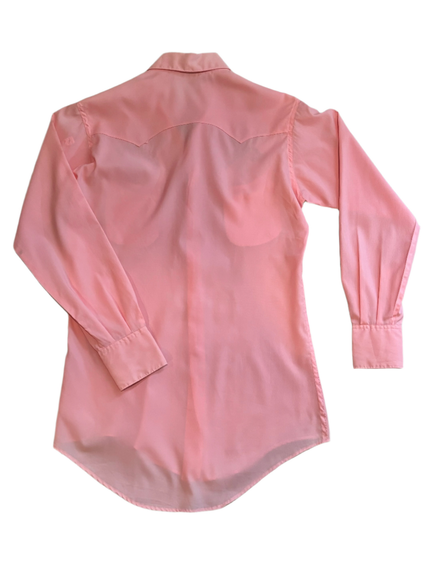 '60s Vintage Pink Button Down w/Silver Leaf Yoke - SML