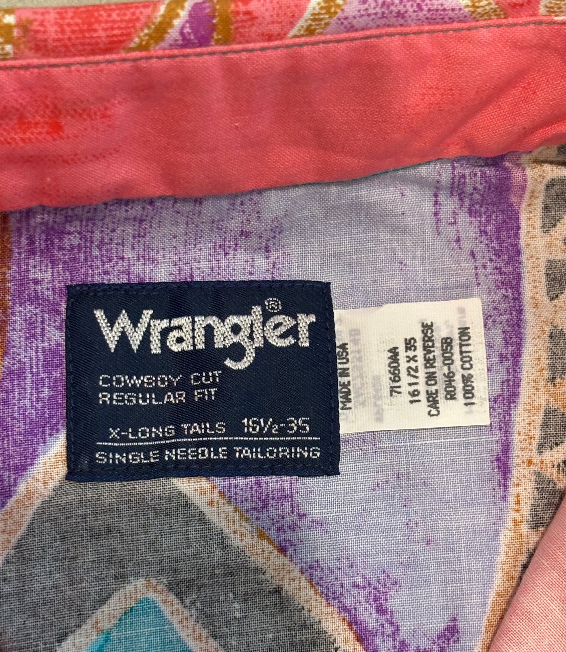 '90s Vintage Deadstock Wrangler Pink/Lilac SW Print Button Down - 2XL