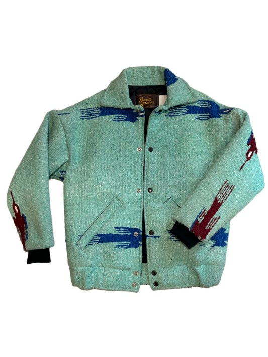 '90s Vintage Deadstock David James Teal Blnkt Coat - MED